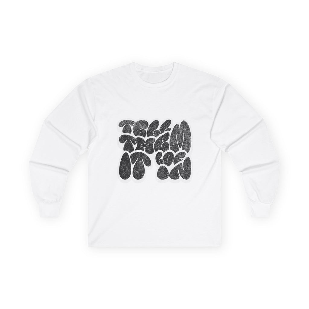 Long Sleeve "LOG IT IN" Tee — Retro Pebble Typography Graphic