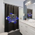 Proper Strategic Shower Curtain — Bold Retro Globe Graphic Bathroom Decor