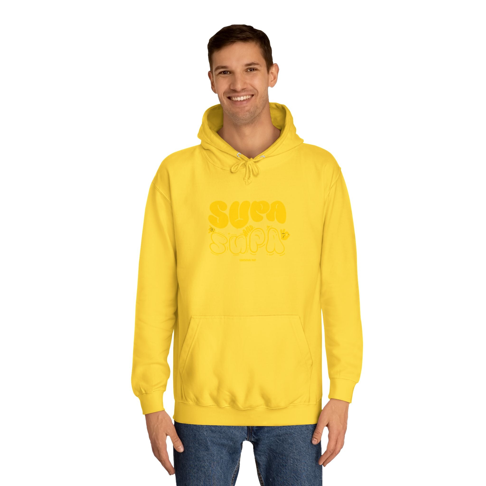 Cheerful Unisex Supa Supa Hoodie - Cozy Streetwear, Campus Style, Trendy Gift, Relaxed Fit, Perfect for Every day