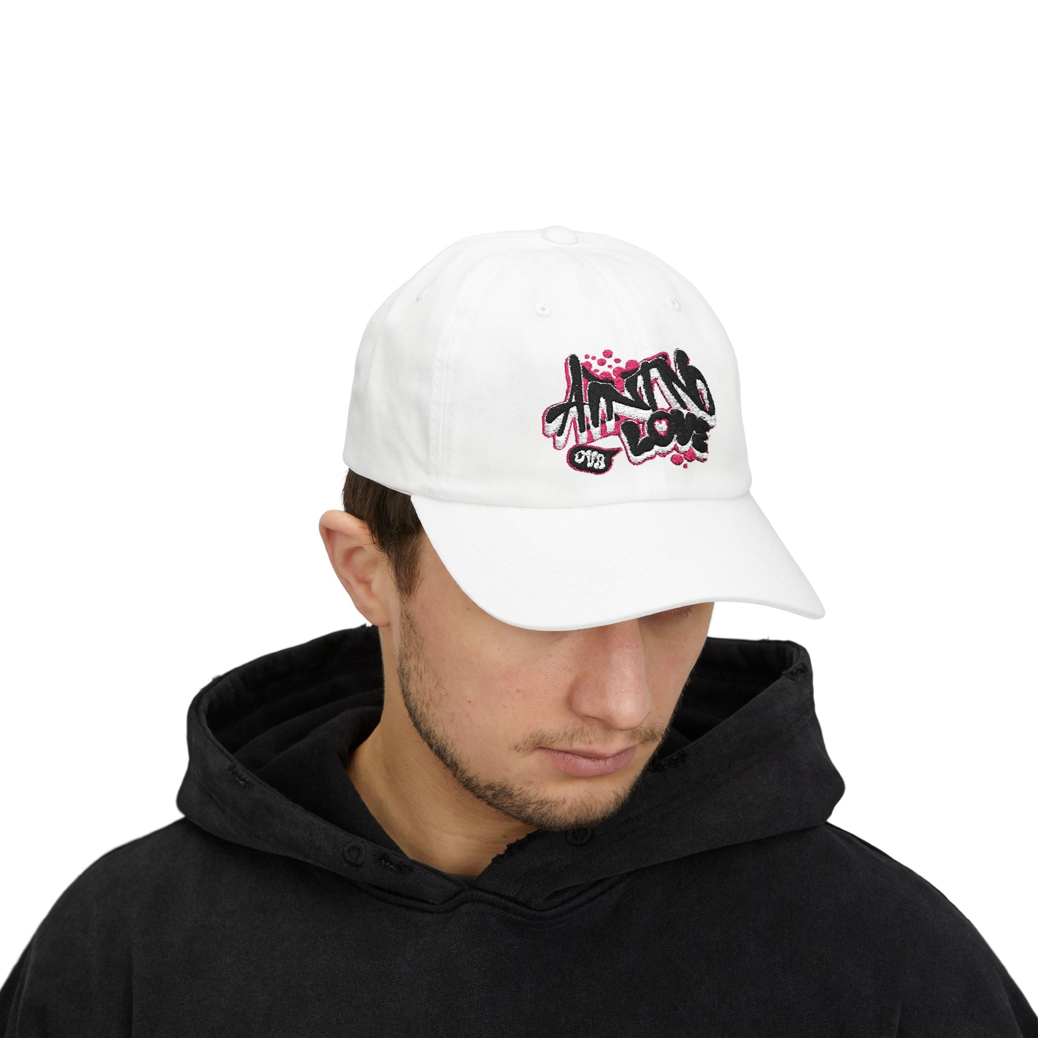 Graffiti 'NO LOVE'  Cap – White Embroidered Hat