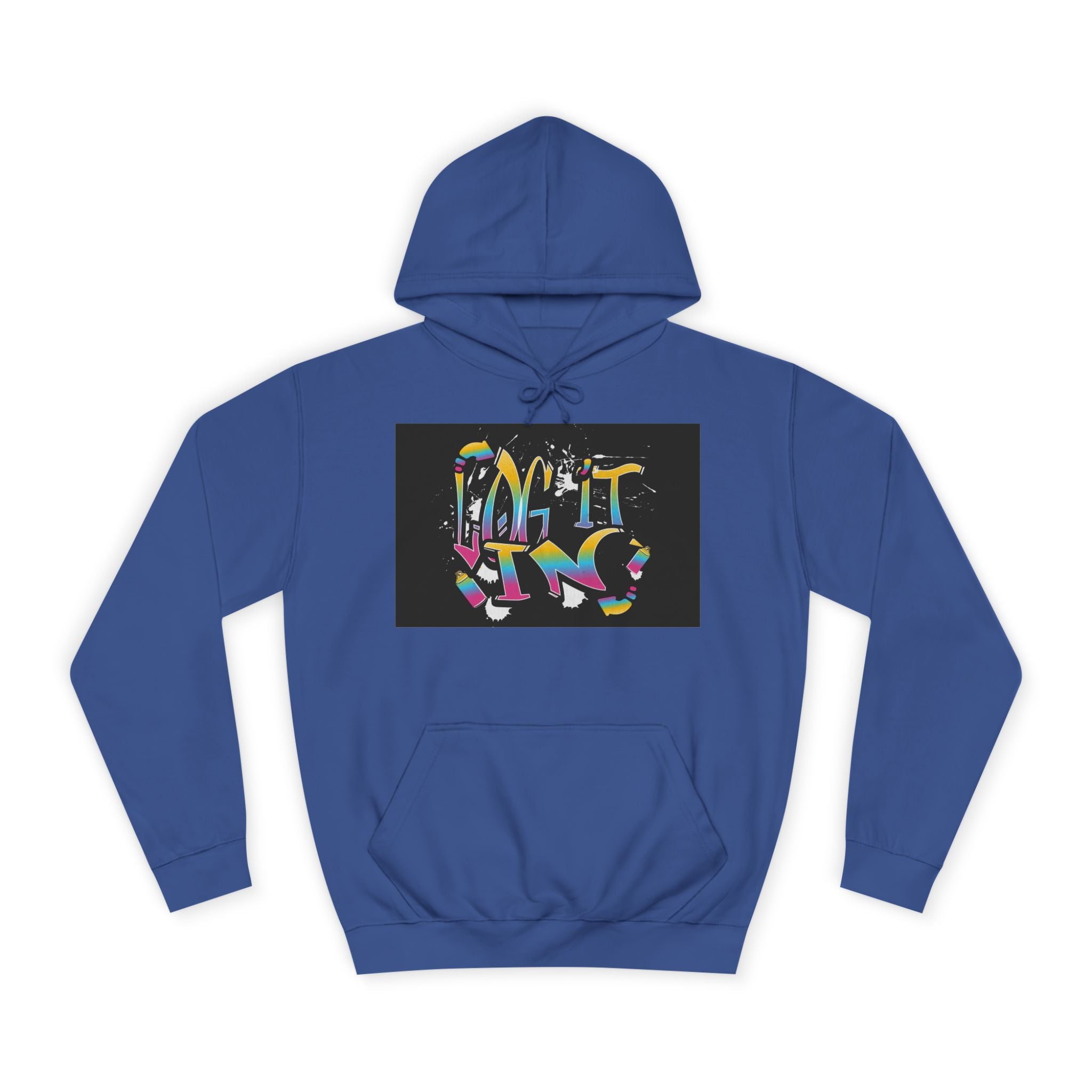 Colorful Unisex "log it in" Hoodie - Vibrant and Fun Sweatshirt for Anybody, Gift for Graduation, CozyWear, Artsy Hoodie