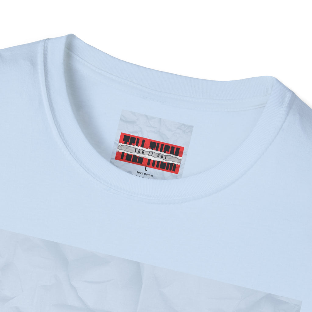 T-Shirt — LOG IT OUT Red Tape Graphic Tee ("LOG IT OUT")