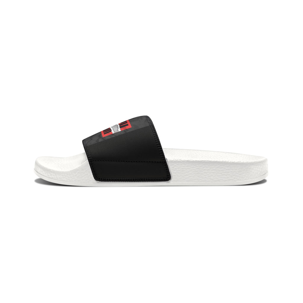 Men's Slide Sandals — "LOG IT OUT" Graphic Adjustable Strap Slides