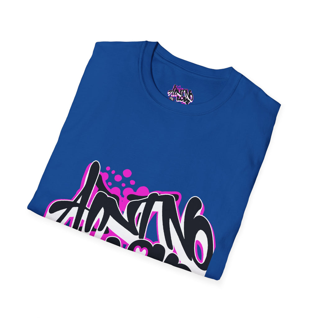 Graffiti 'NO LOVE' T-Shirt — Urban Street Art Tee with Pink Spray Paint Design
