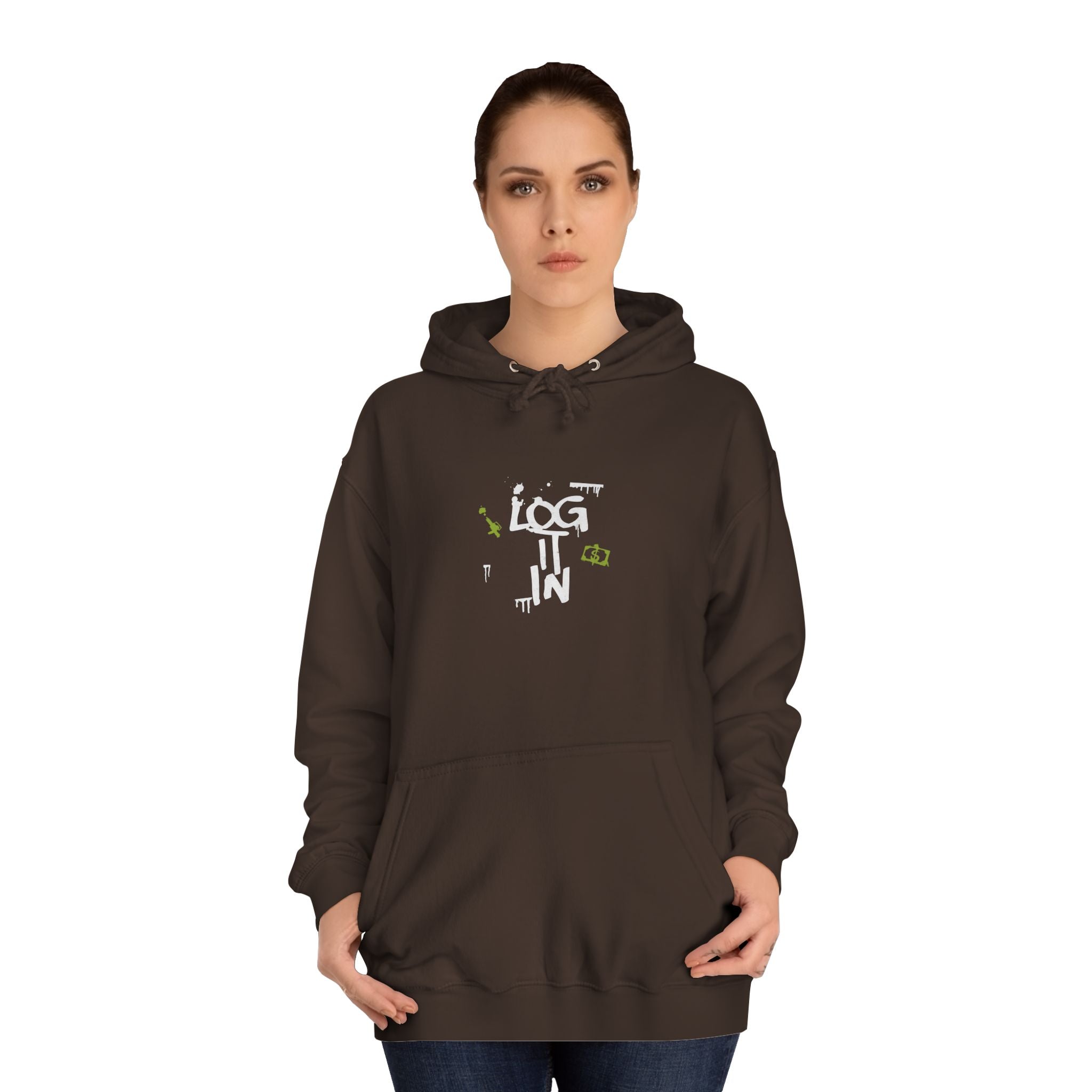 log it in Hoodie — Minimal Vintage Print