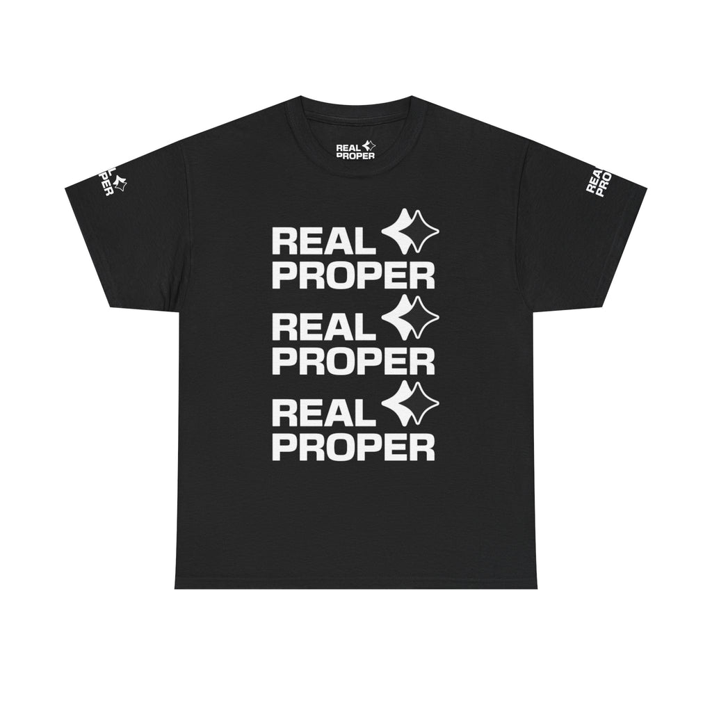 "Real Proper" Repeat Logo T‑Shirt