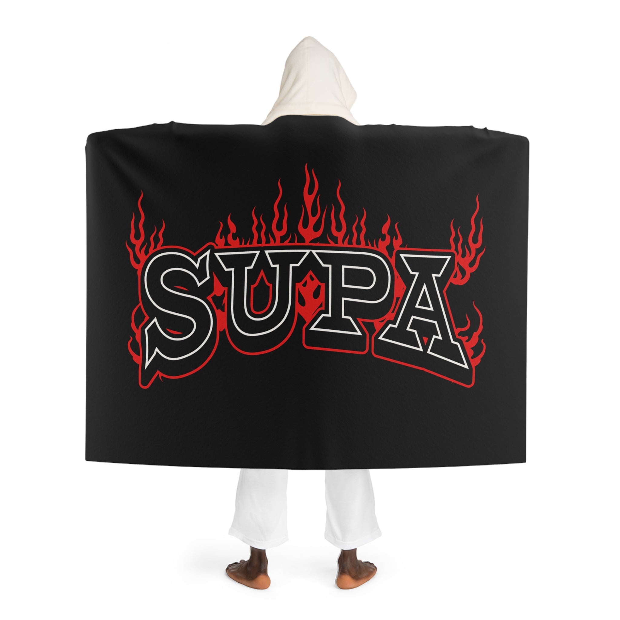 "SUPA"Hooded Sherpa Blanket