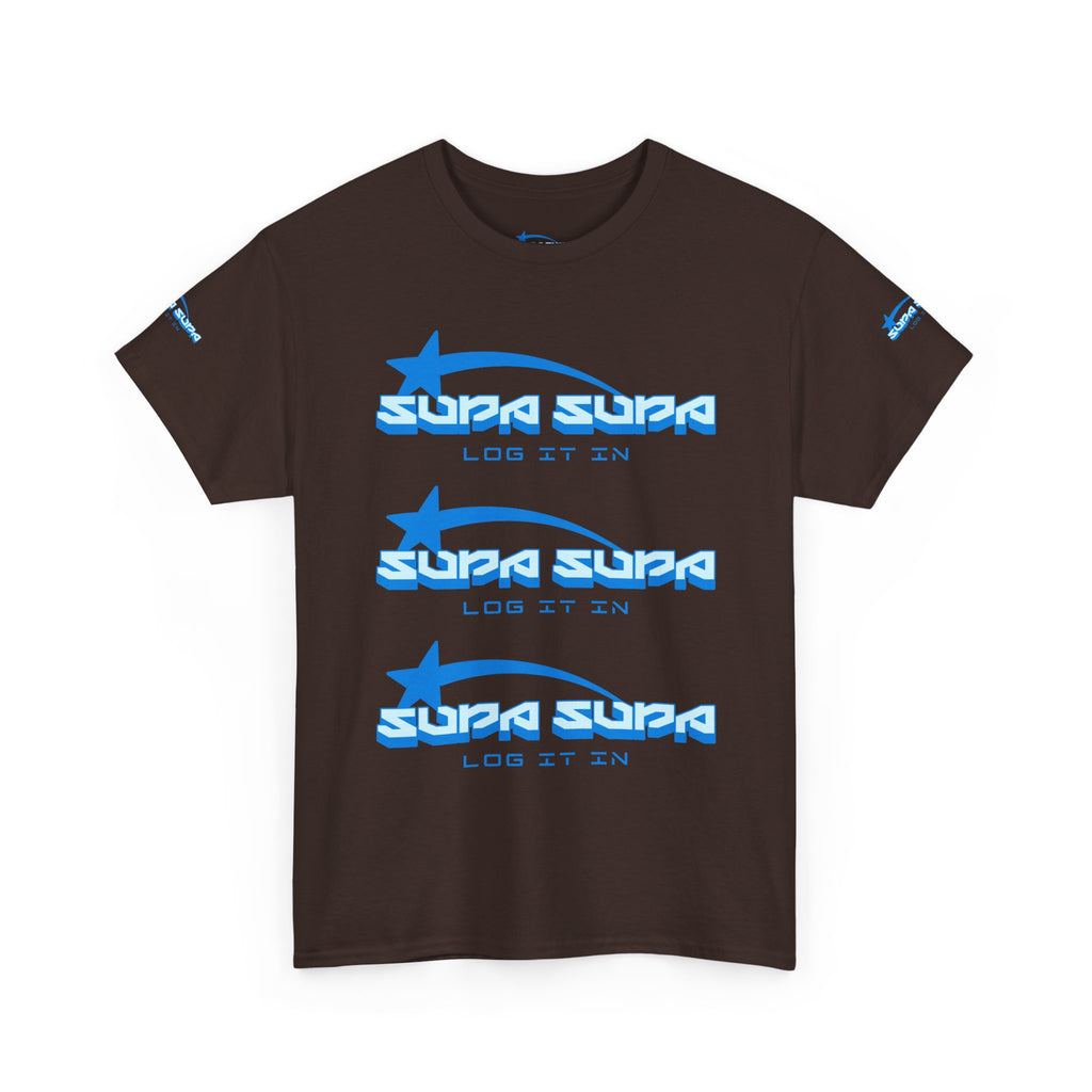 Supa Supa Retro Logo Tee — Blue Graphic Cotton T-Shirt