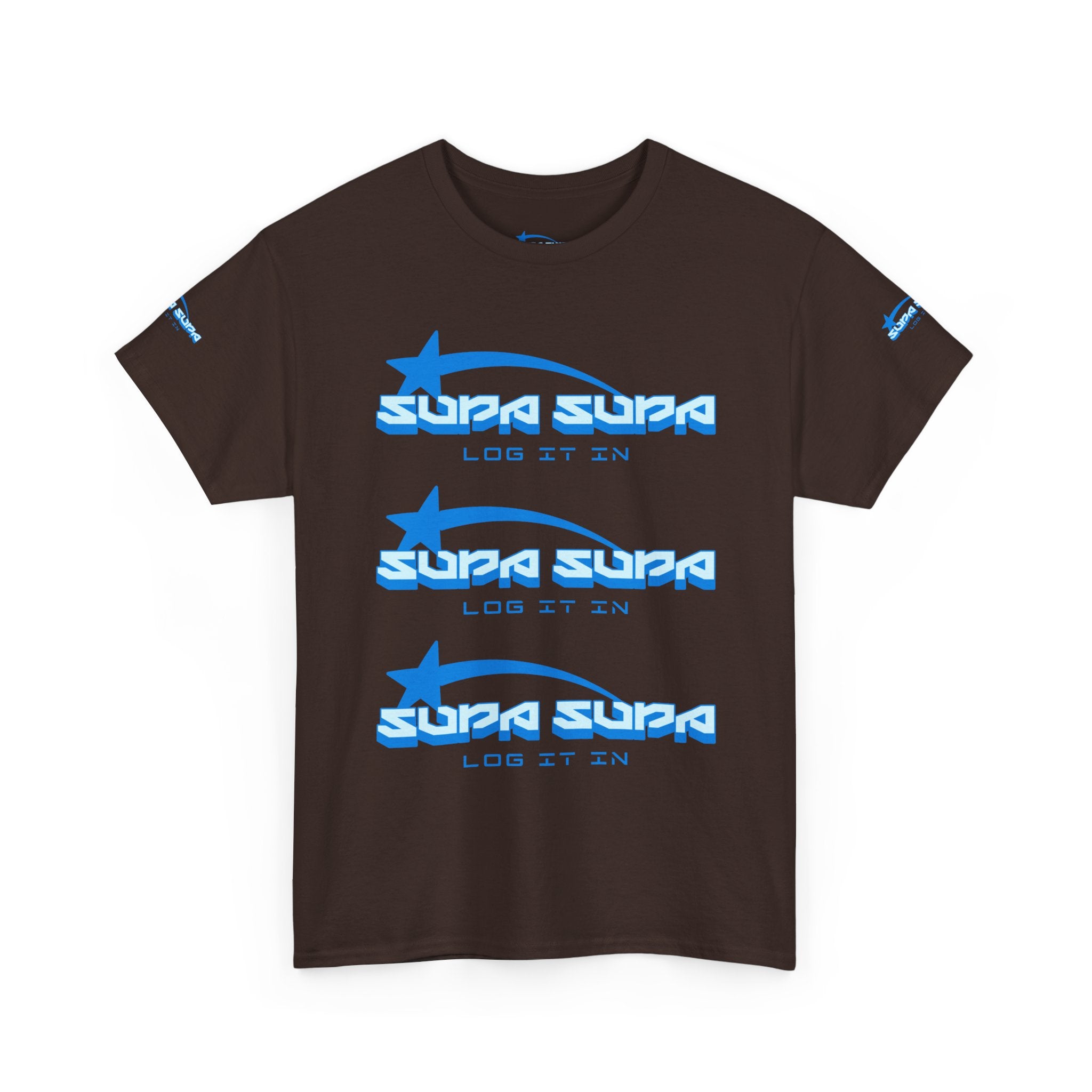 Supa Supa Retro Logo Tee — Blue Graphic Cotton T-Shirt