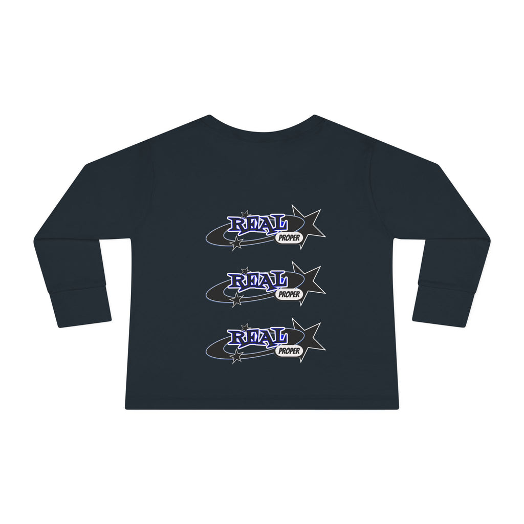 Toddler Long Sleeve Tee — 'Real Proper' Star Graphic Kids Shirt