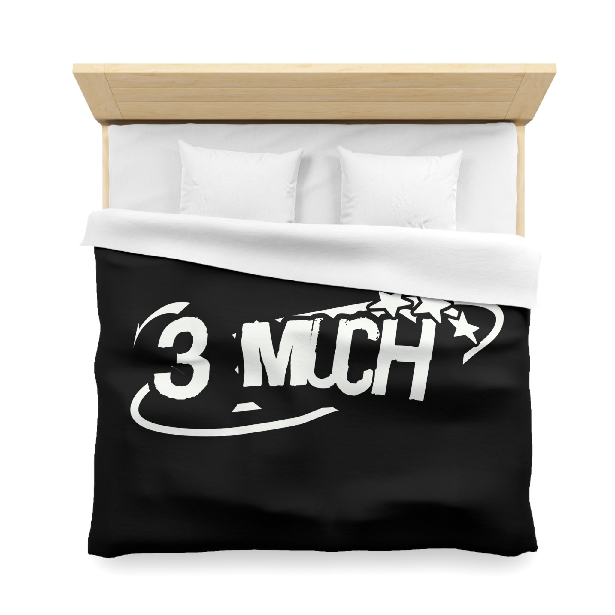 Duvet Cover — '3 Much' Bold Graphic Black Microfiber Duvet