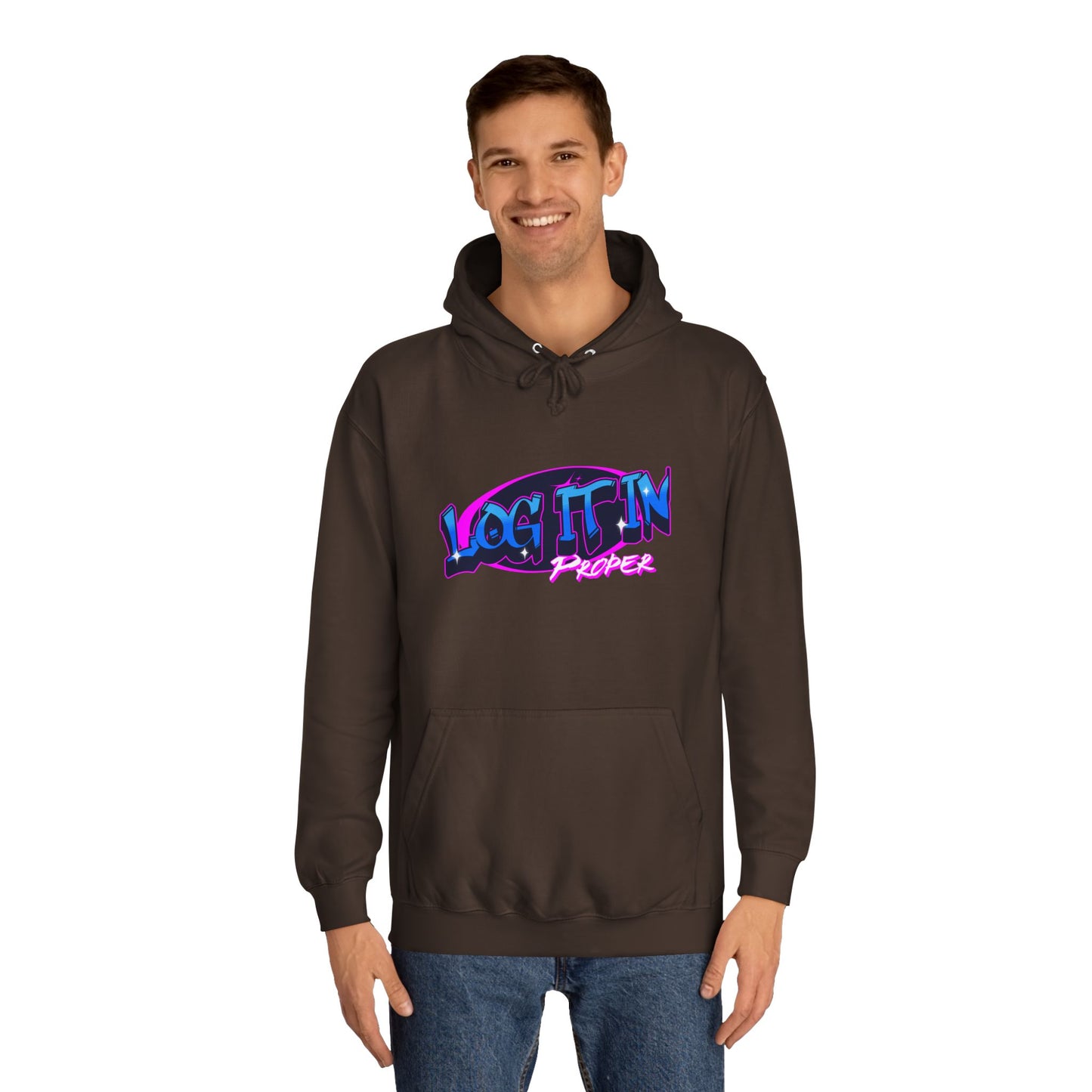 Vibrant Hoodie - Log It In, Unisex Pullover, Cozy Sweatshirt, College Apparel, Gift for Students, Trendy Fashion