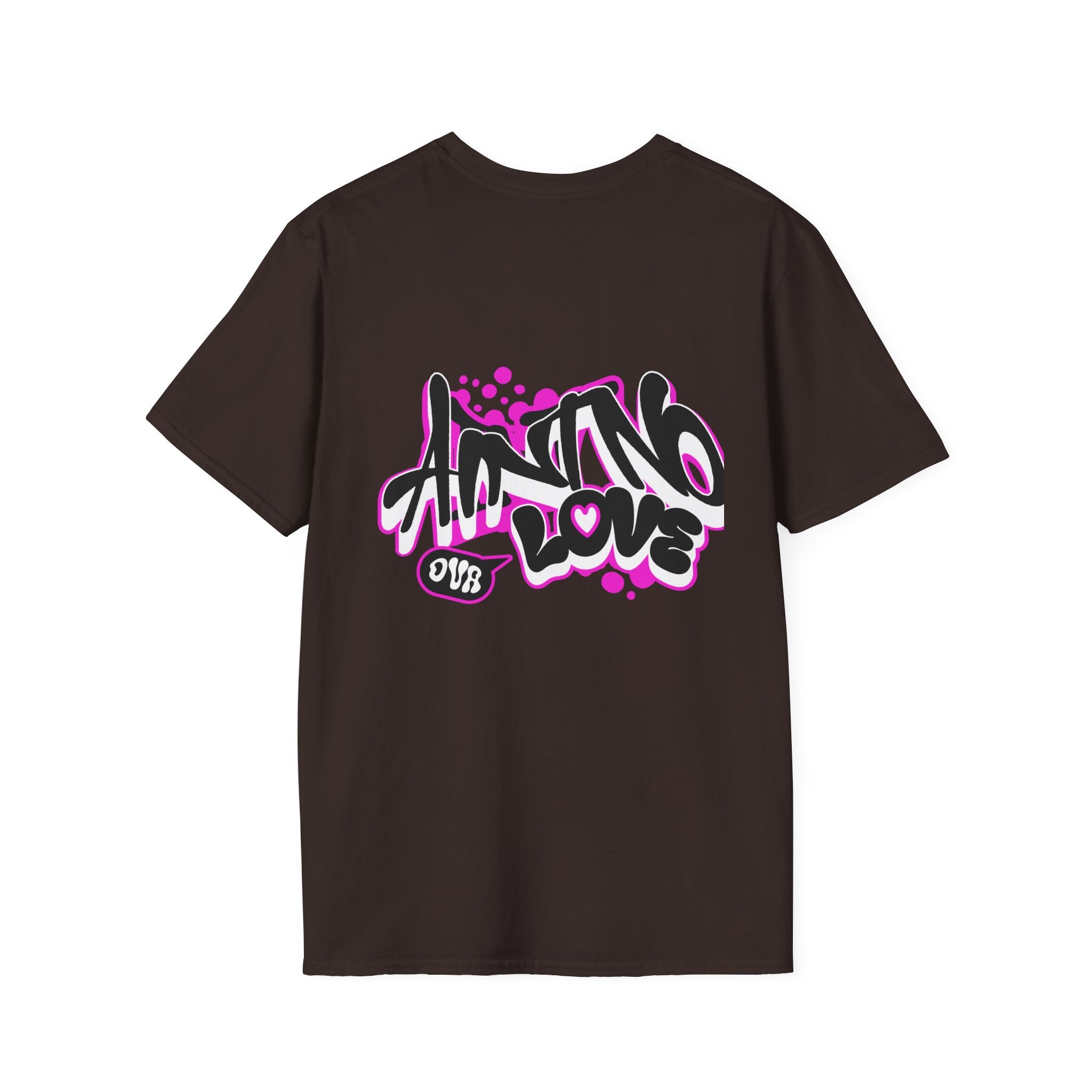 Graffiti 'NO LOVE' T-Shirt — Urban Street Art Tee with Pink Spray Paint Design