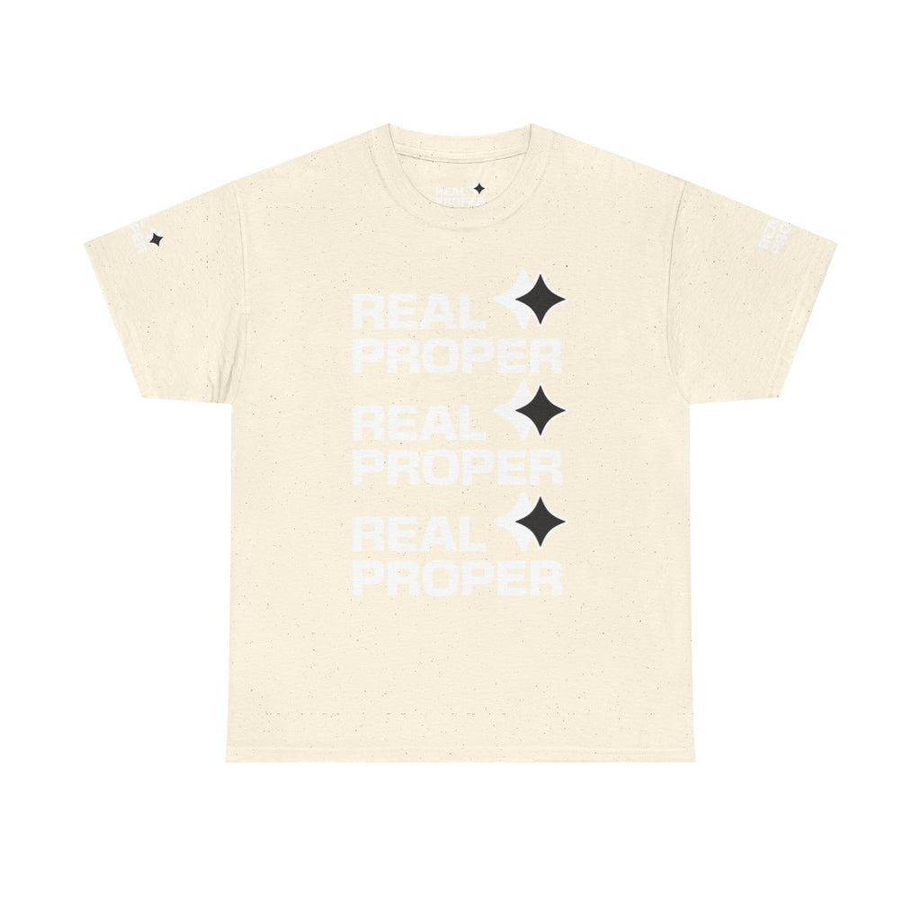 "Real Proper" Repeat Logo T‑Shirt