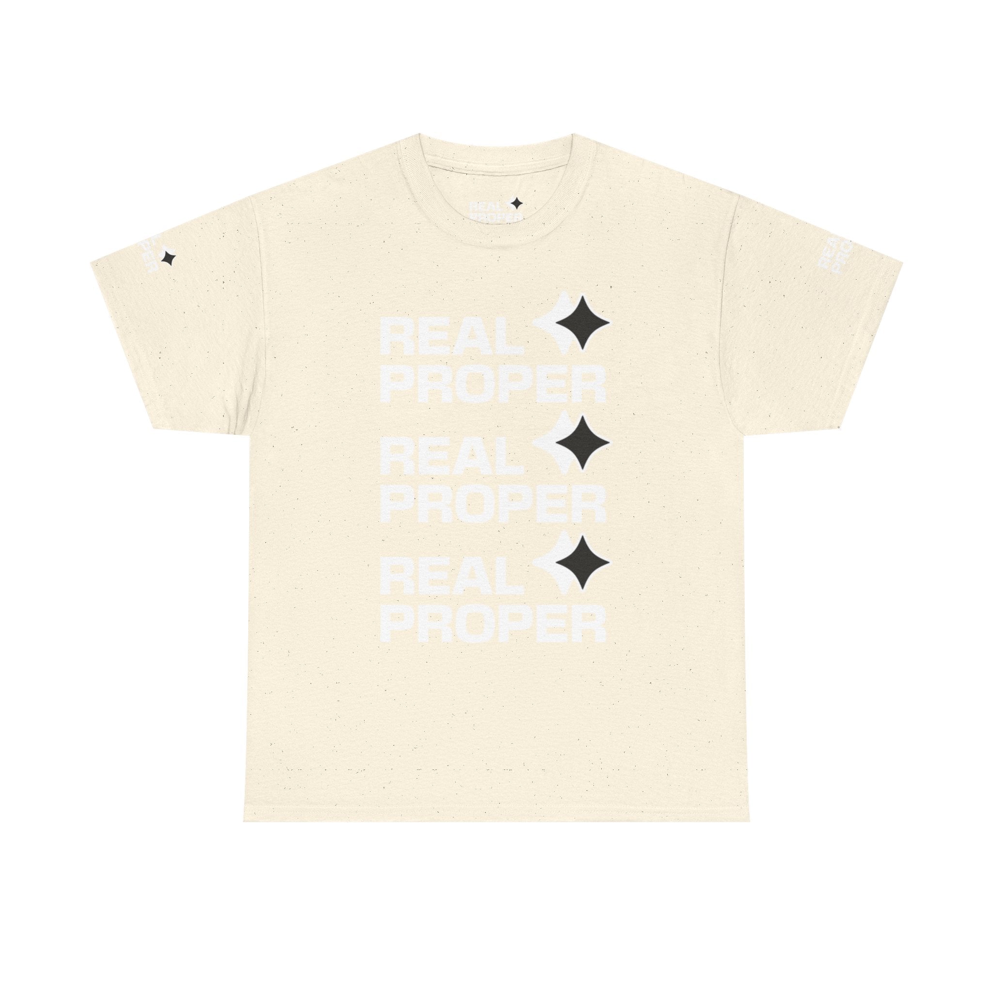 "Real Proper" Repeat Logo T‑Shirt