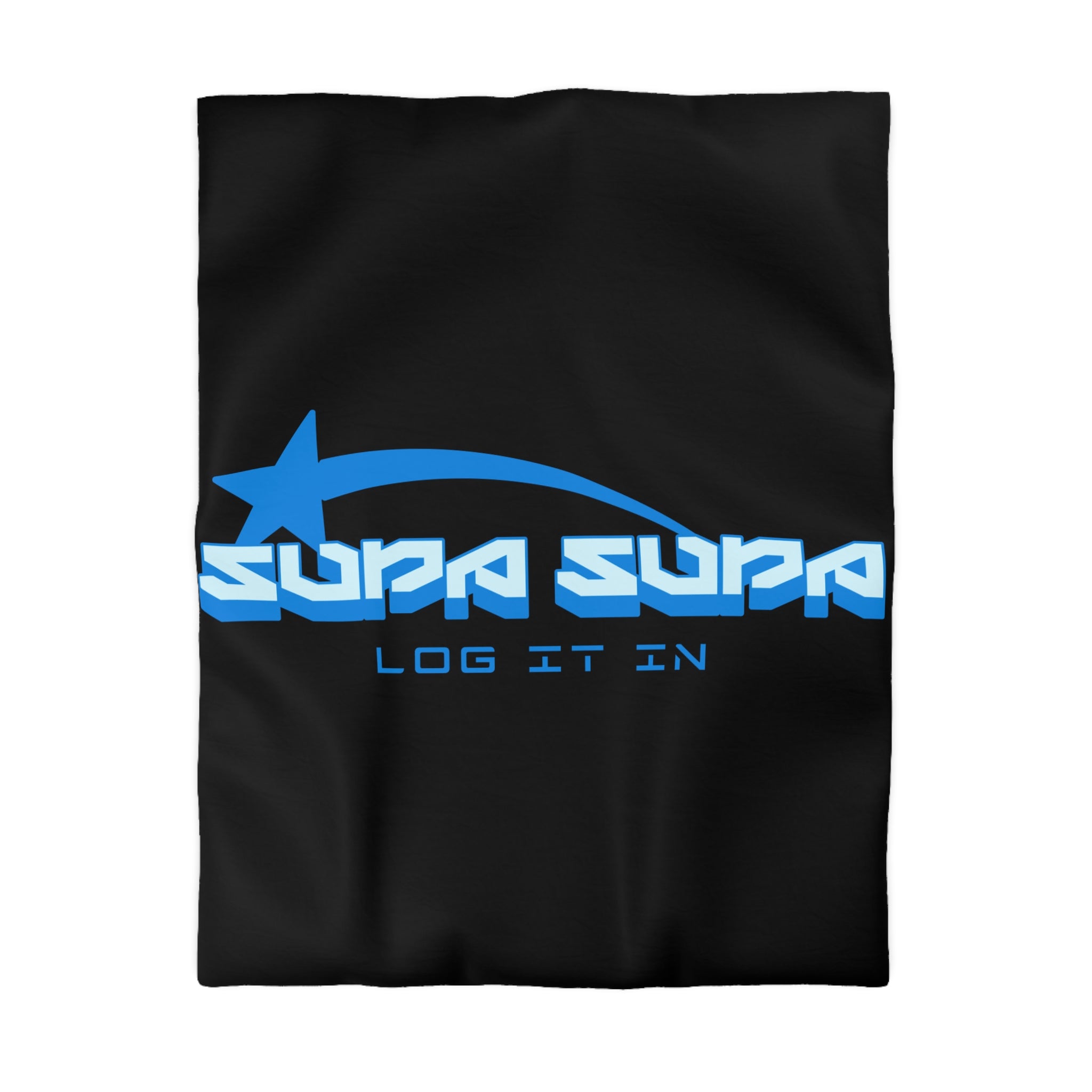 Duvet Cover — Black 'Supa Supa Log It In' Graphic Microfiber Bedding