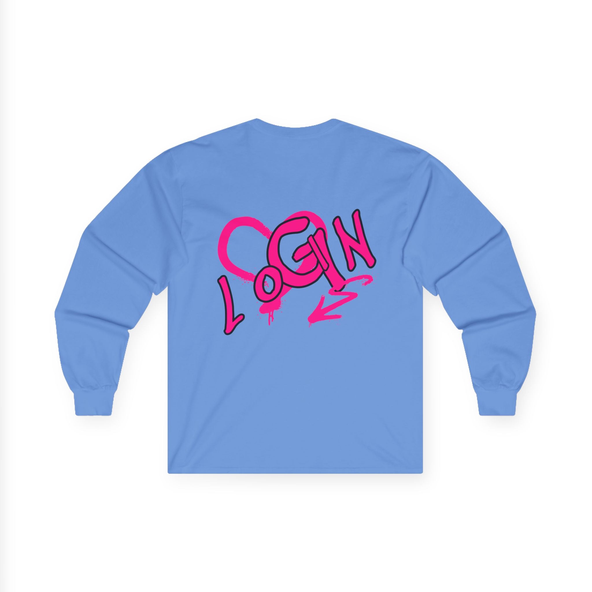 Long Sleeve Tee — Pink Graffiti "LOGIN" Heart Design