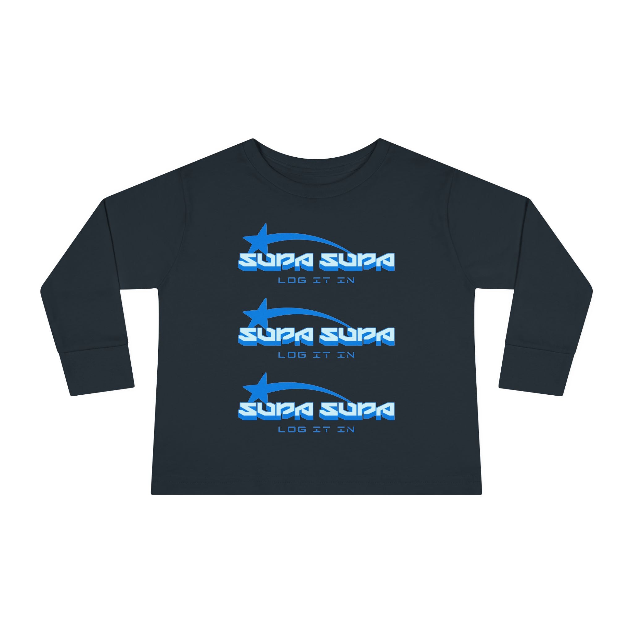 Toddler Long Sleeve Tee — Blue Shooting Star "Super Star" Graphic
