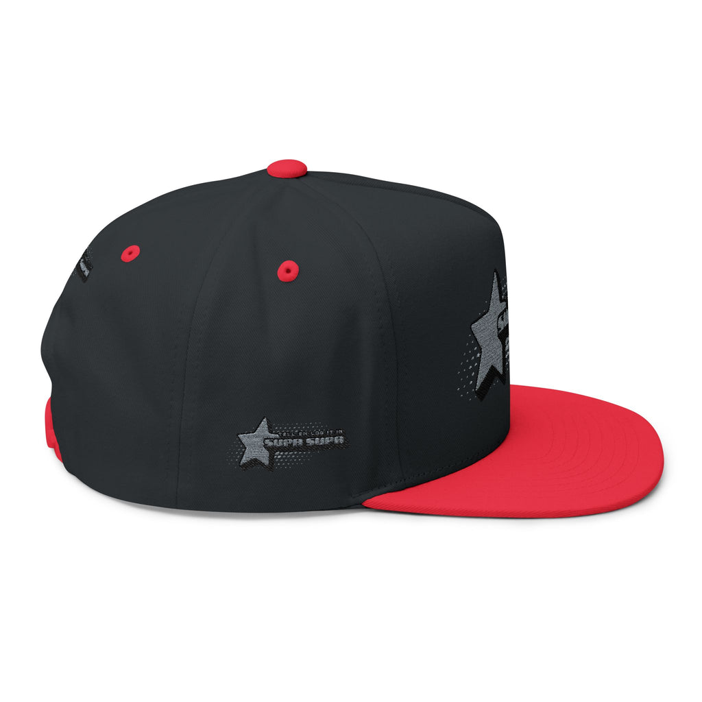 Embroidered Star Snapback Hat — 'Supa Supa' Retro Logo Flat-Bill Cap