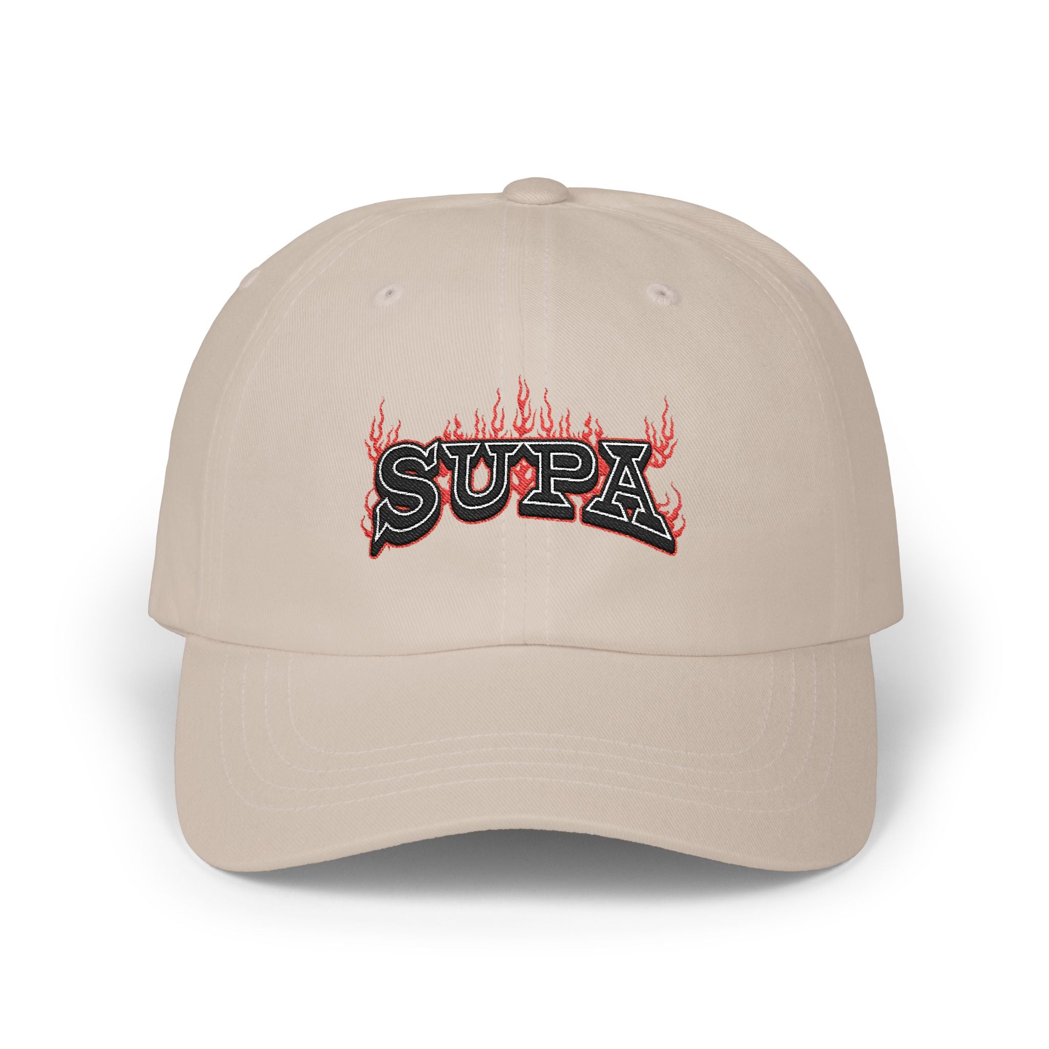 'SUPA' Flame Logo Embroidered Hat