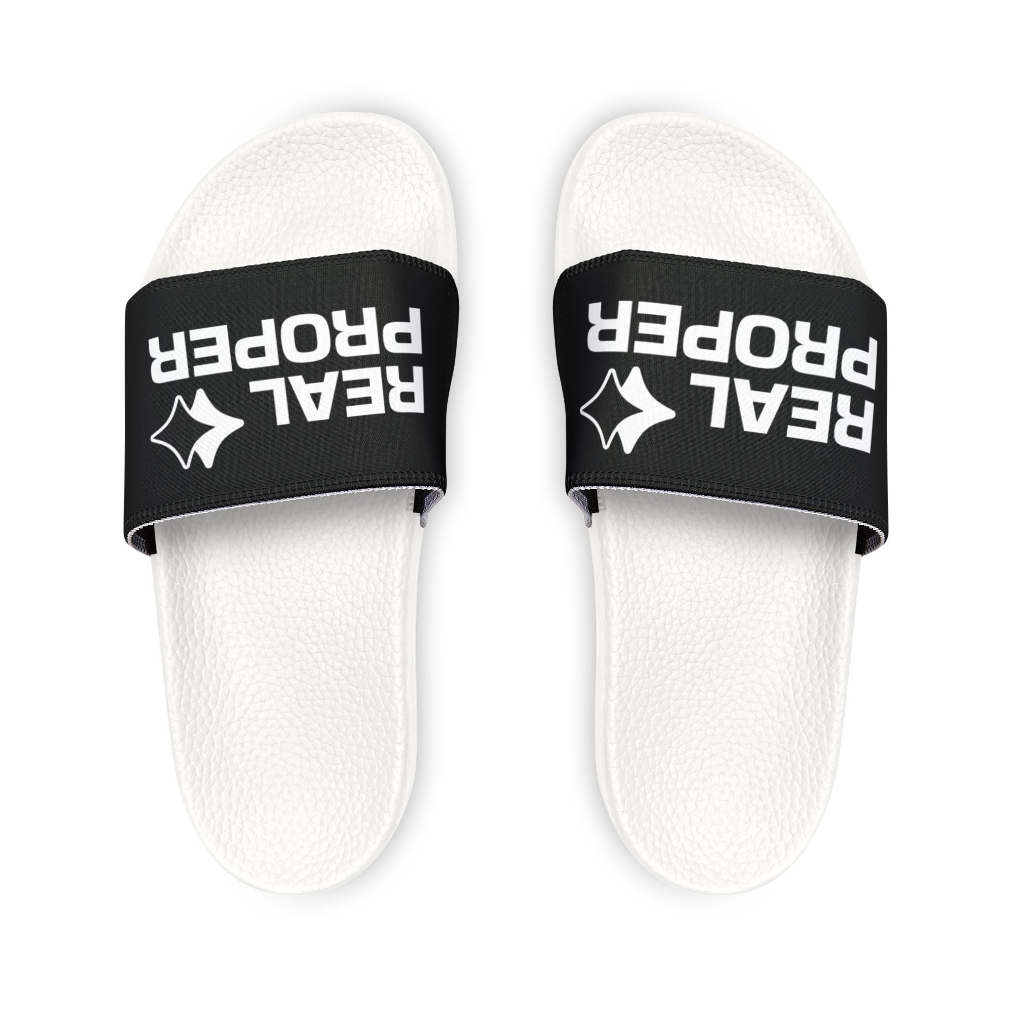 Women's Removable-Strap Slide Sandals — "Real Proper" Black Pool & Casual Beach Slides
