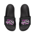 Men's Slide Sandals — Black Strap with NO LOVE Graffiti "Aint love design" Design