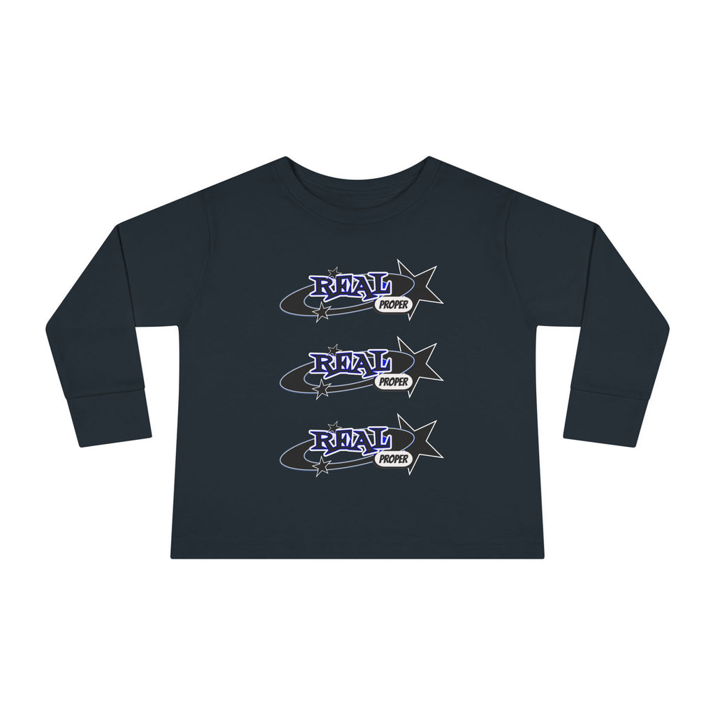 Toddler Long Sleeve Tee — 'Real Proper' Star Graphic Kids Shirt
