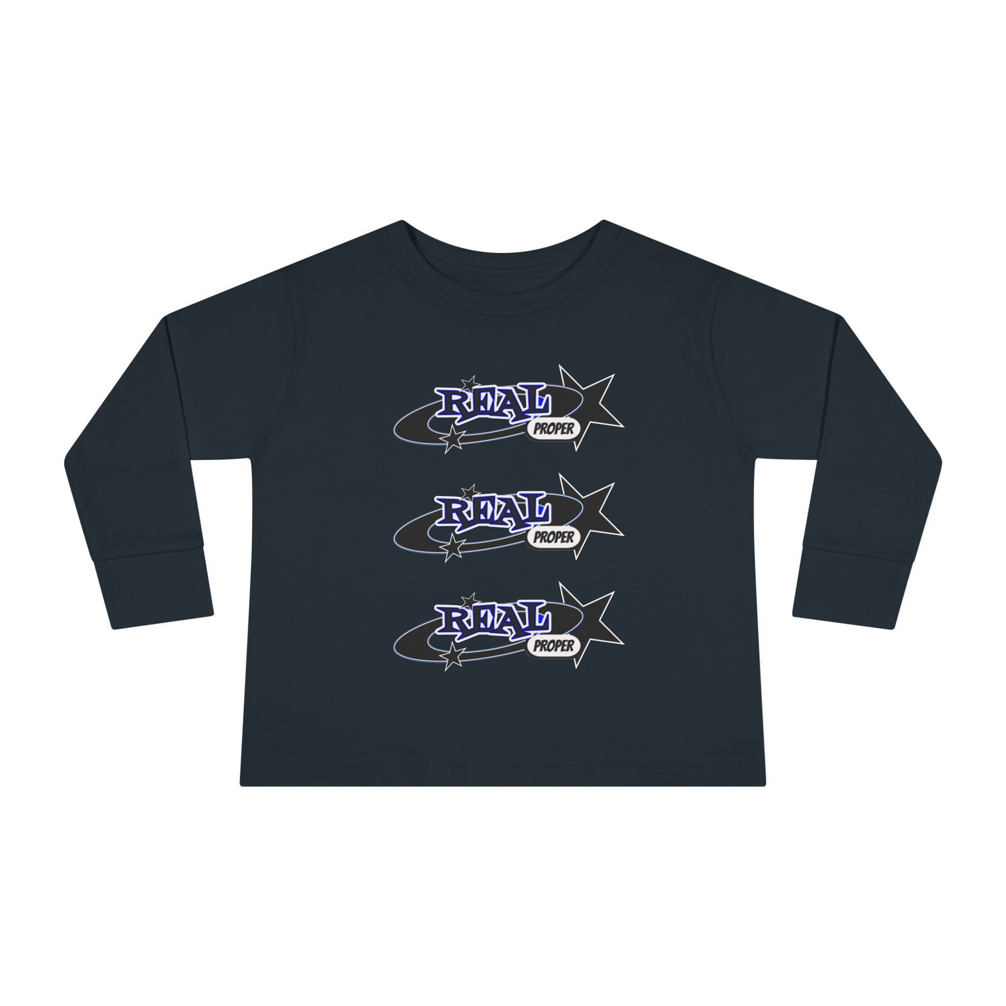 Toddler Long Sleeve Tee — 'Real Proper' Star Graphic Kids Shirt