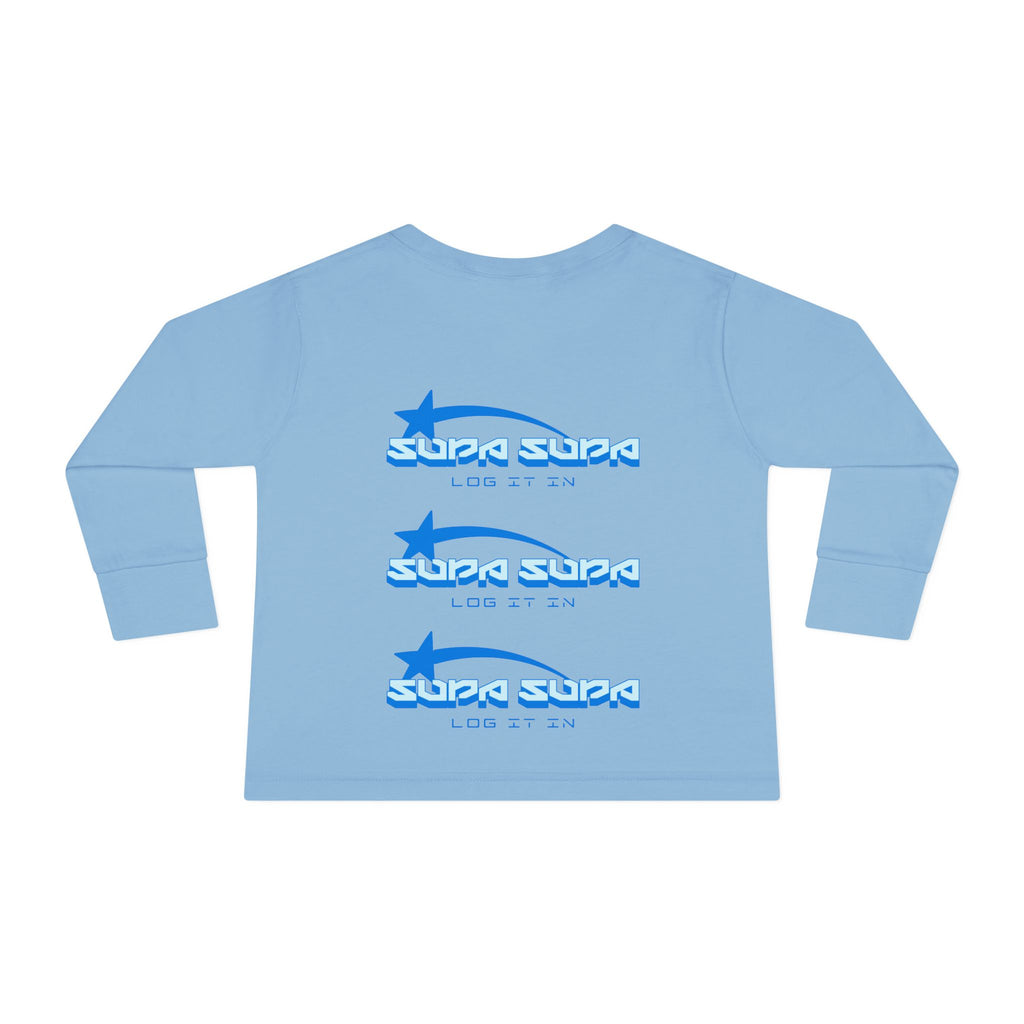 Toddler Long Sleeve Tee — Blue Shooting Star "Super Star" Graphic