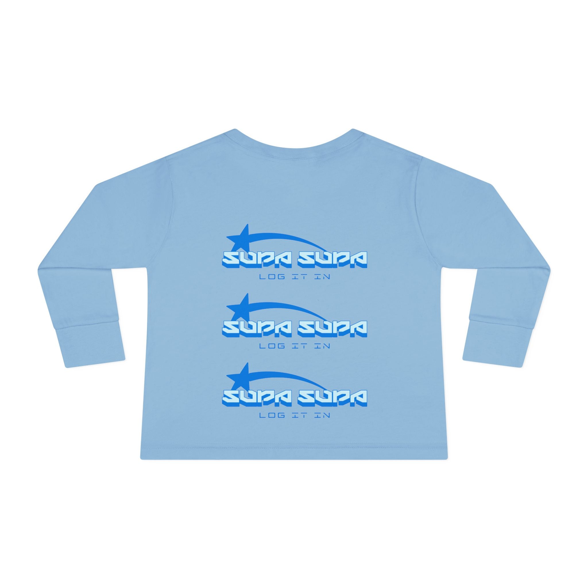 Toddler Long Sleeve Tee — Blue Shooting Star "Super Star" Graphic