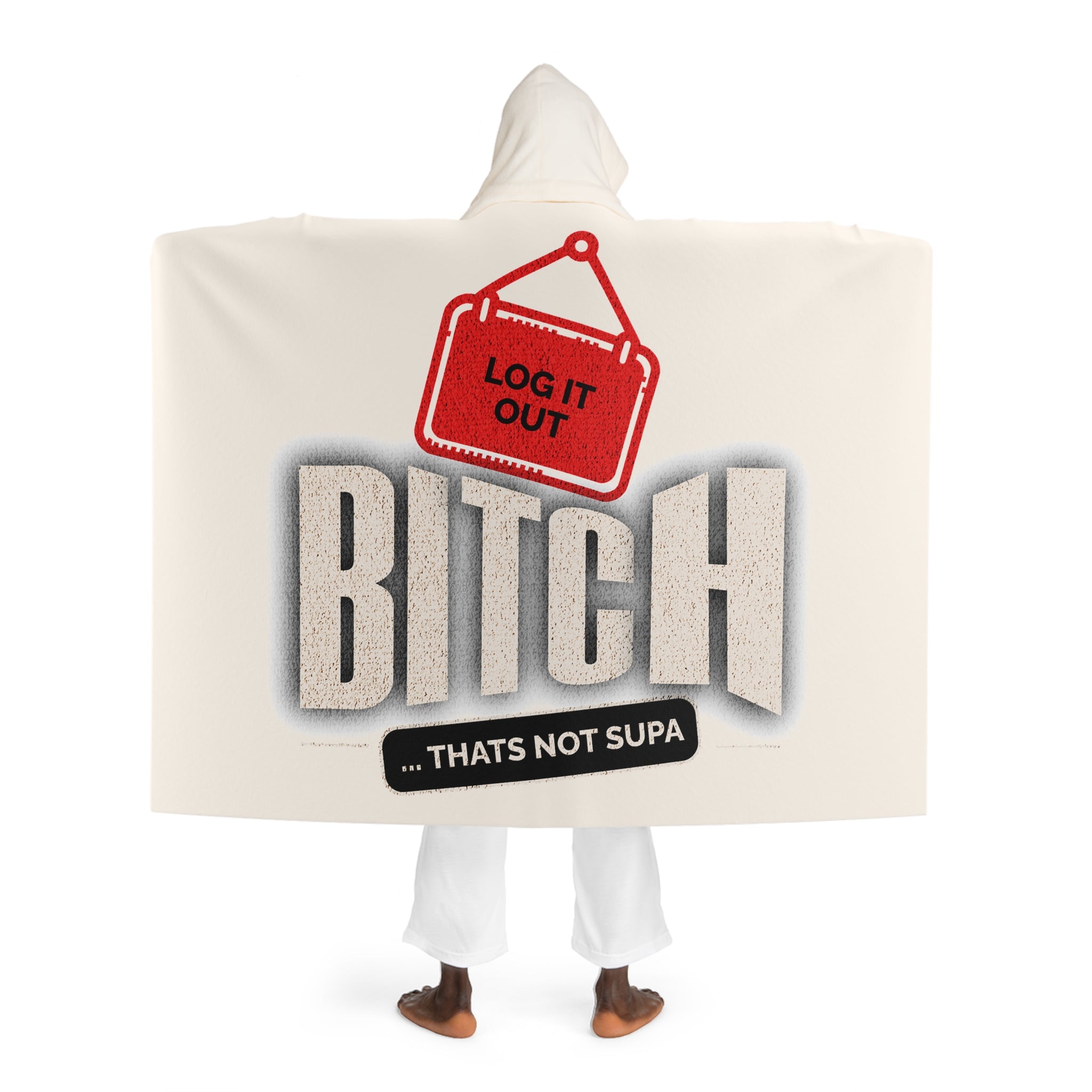Hooded "Log it out" Sherpa Blanket