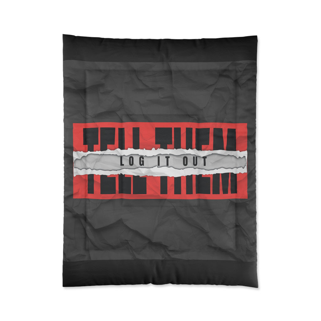 Log It Out Comforter – Bold Black & Red Graphic Bedding