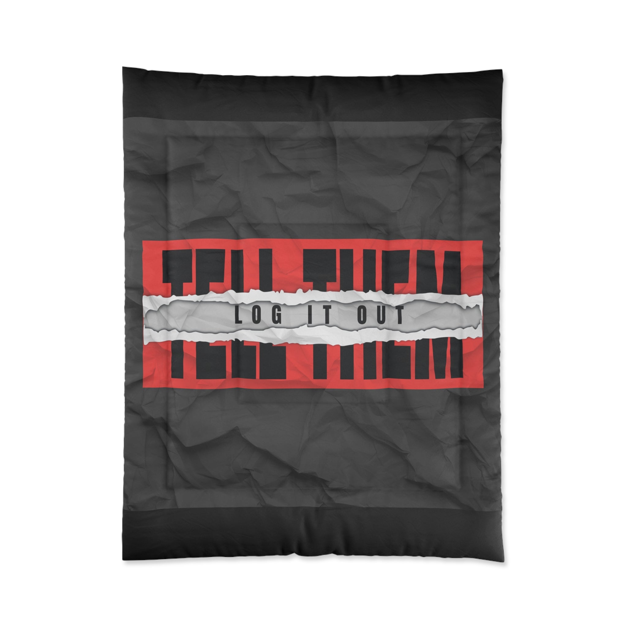 Log It Out Comforter – Bold Black & Red Graphic Bedding