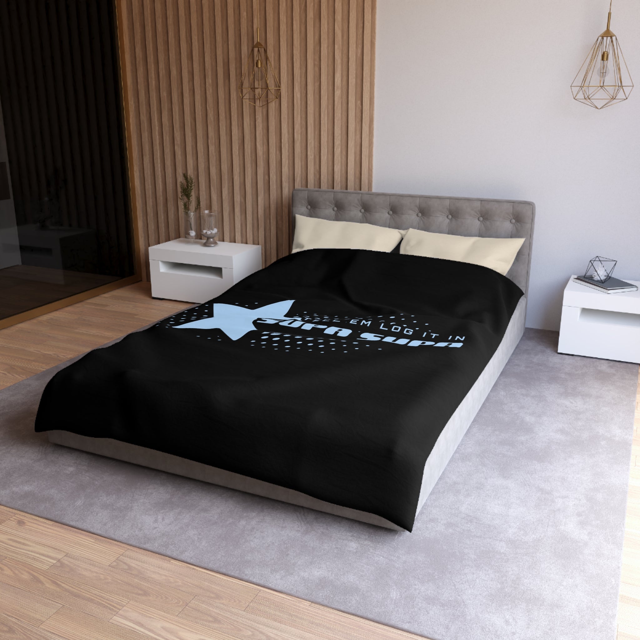 "Tell em log it in" Star Microfiber Duvet Cover — Retro Pop Graphic Bedding