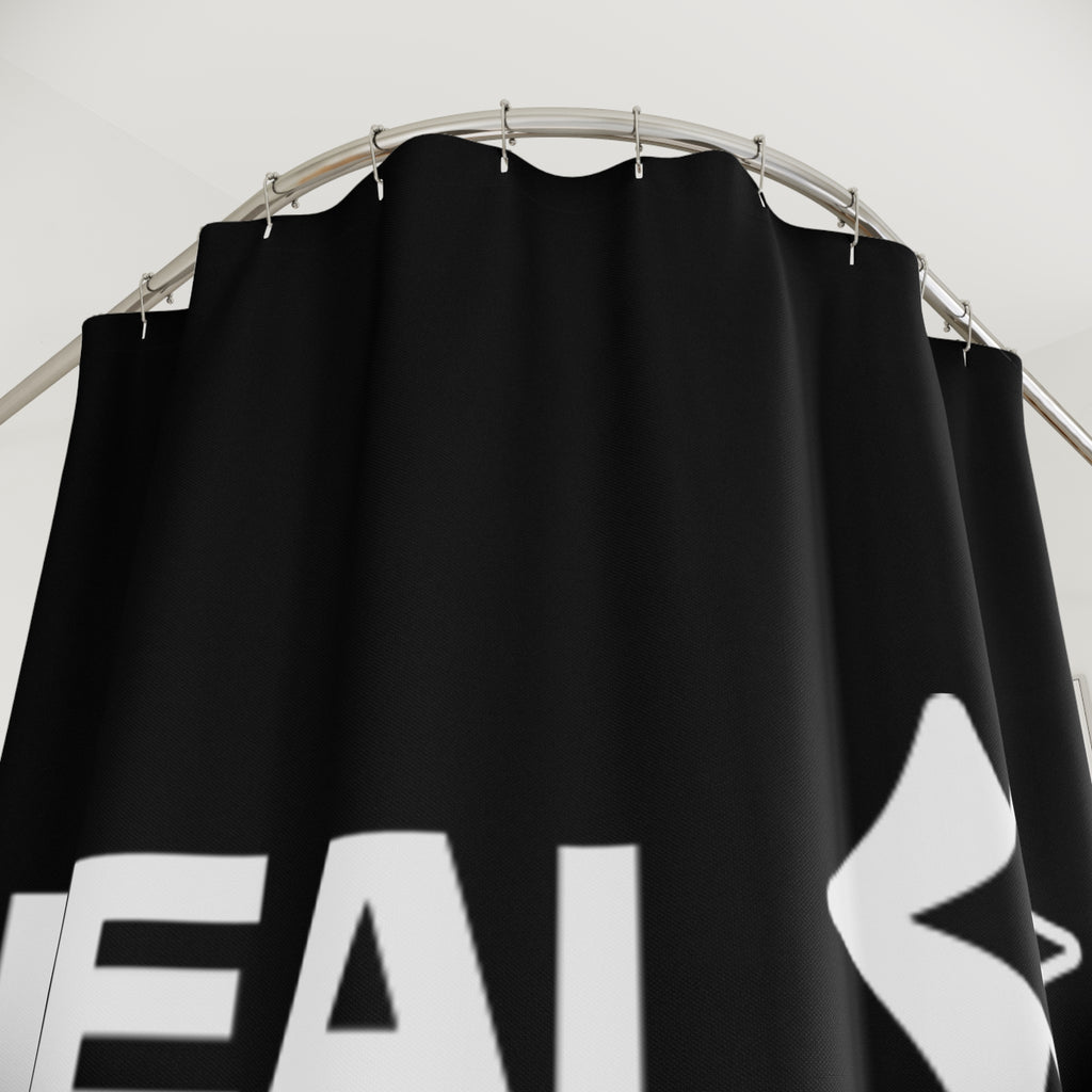 Real Proper Shower Curtain — Bold Black Graphic Bathroom Decor