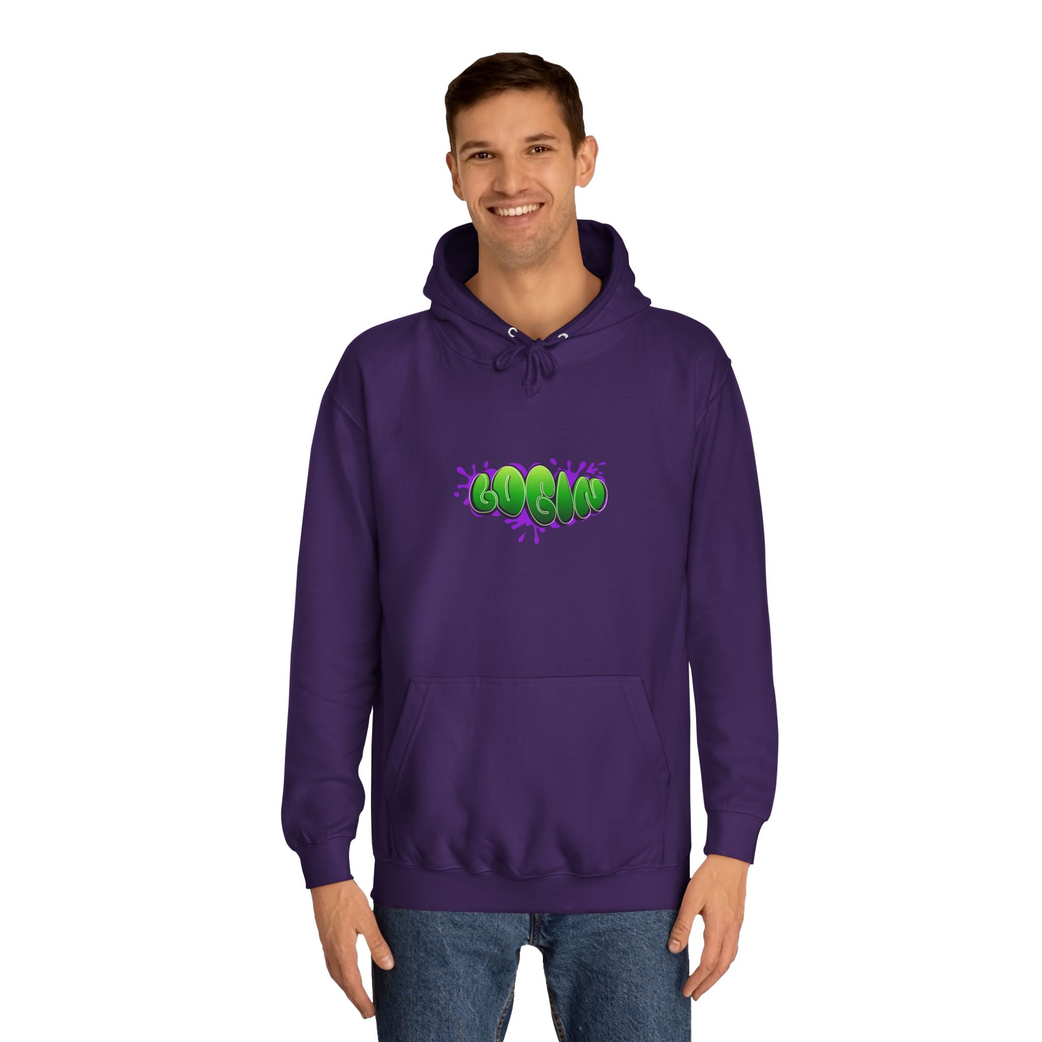 Hoodie with Green Graffiti "Login" Design - Streetwear Pullover