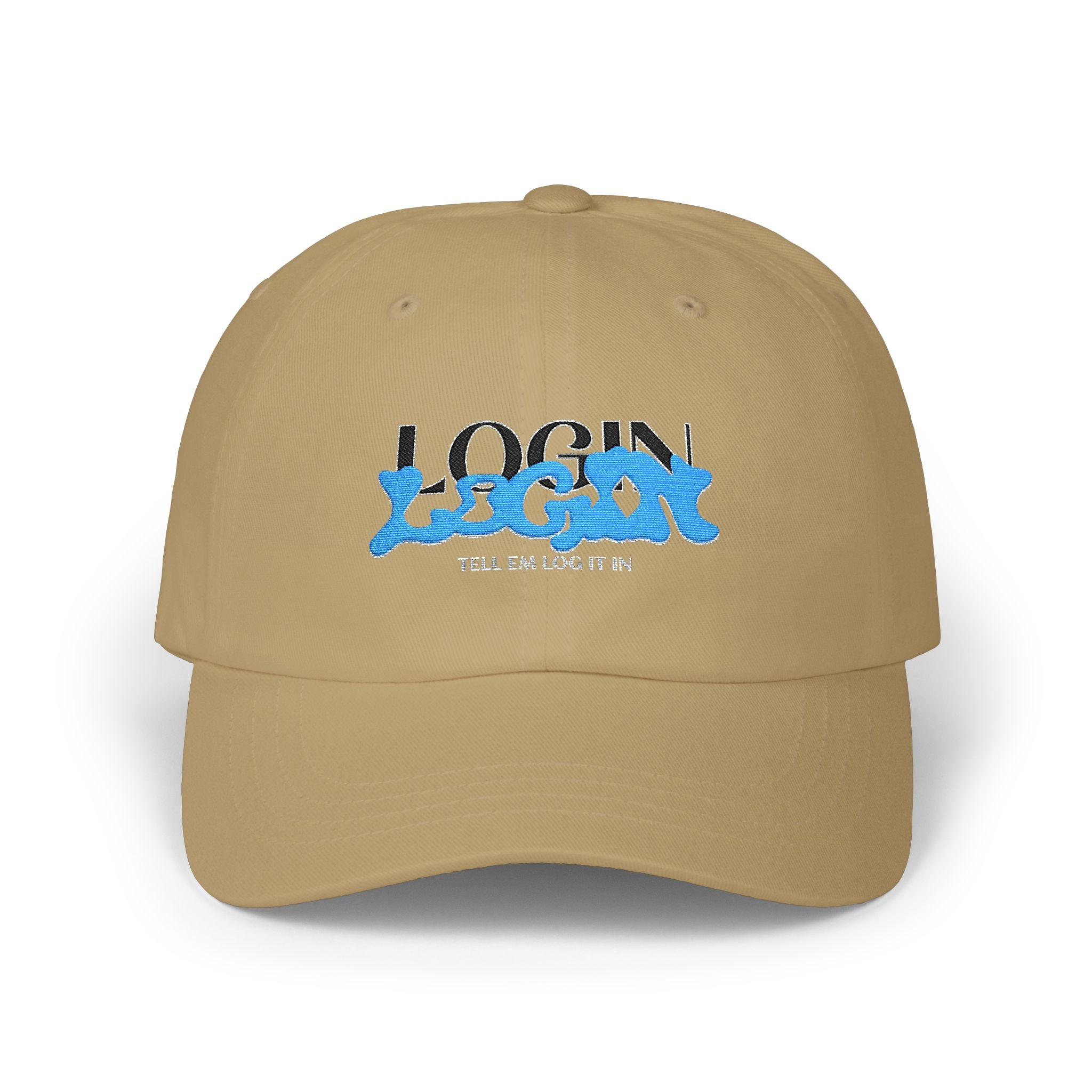 Classic Cap — "LOGIN" Blue Graffiti Embroidered Hat