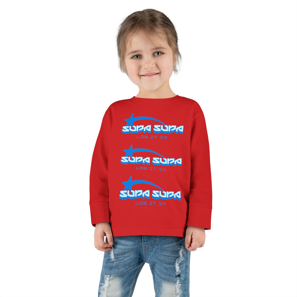 Toddler Long Sleeve Tee — Blue Shooting Star "Super Star" Graphic