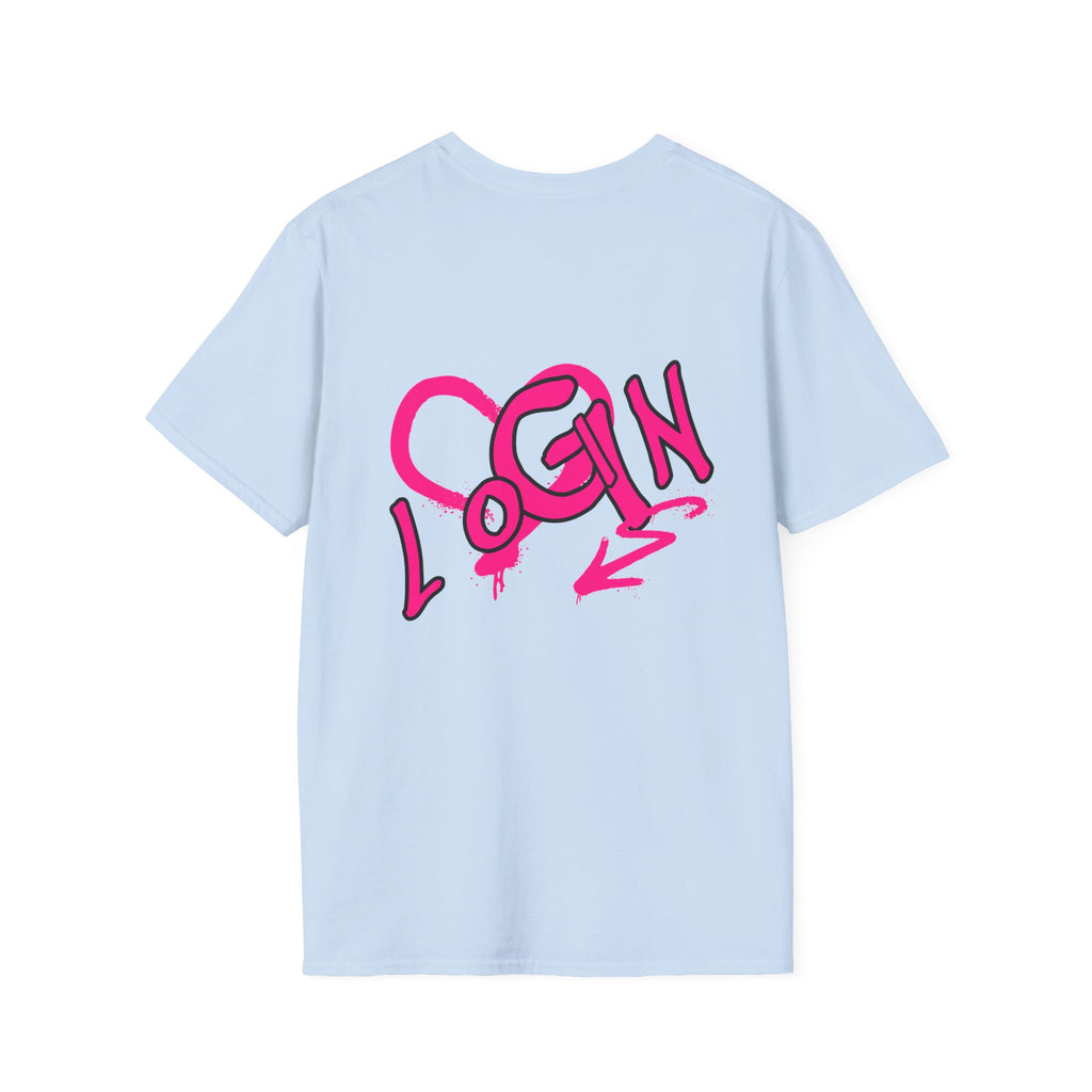 T-Shirt — Pink Graffiti 'Login' Streetwear Tee