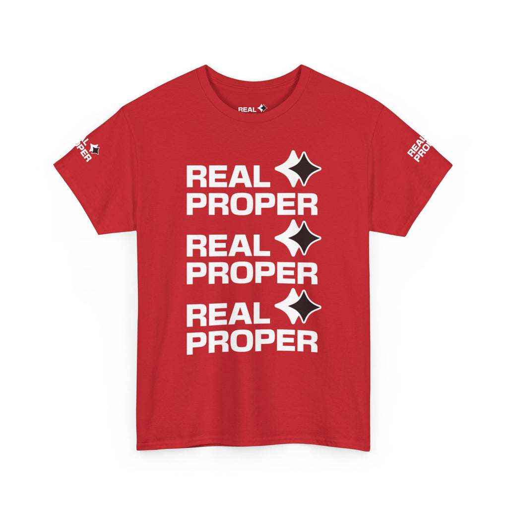 "Real Proper" Repeat Logo T‑Shirt