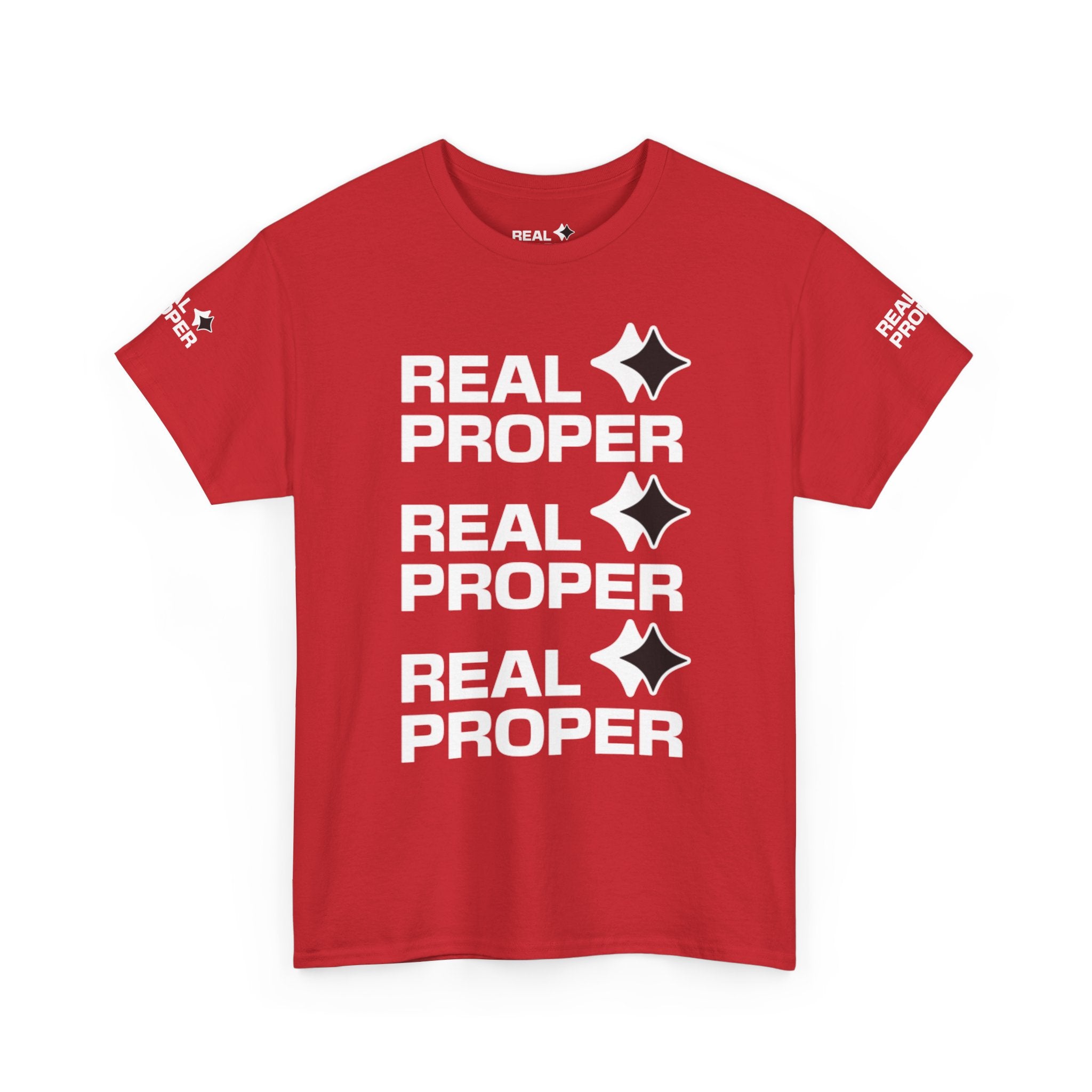 "Real Proper" Repeat Logo T‑Shirt
