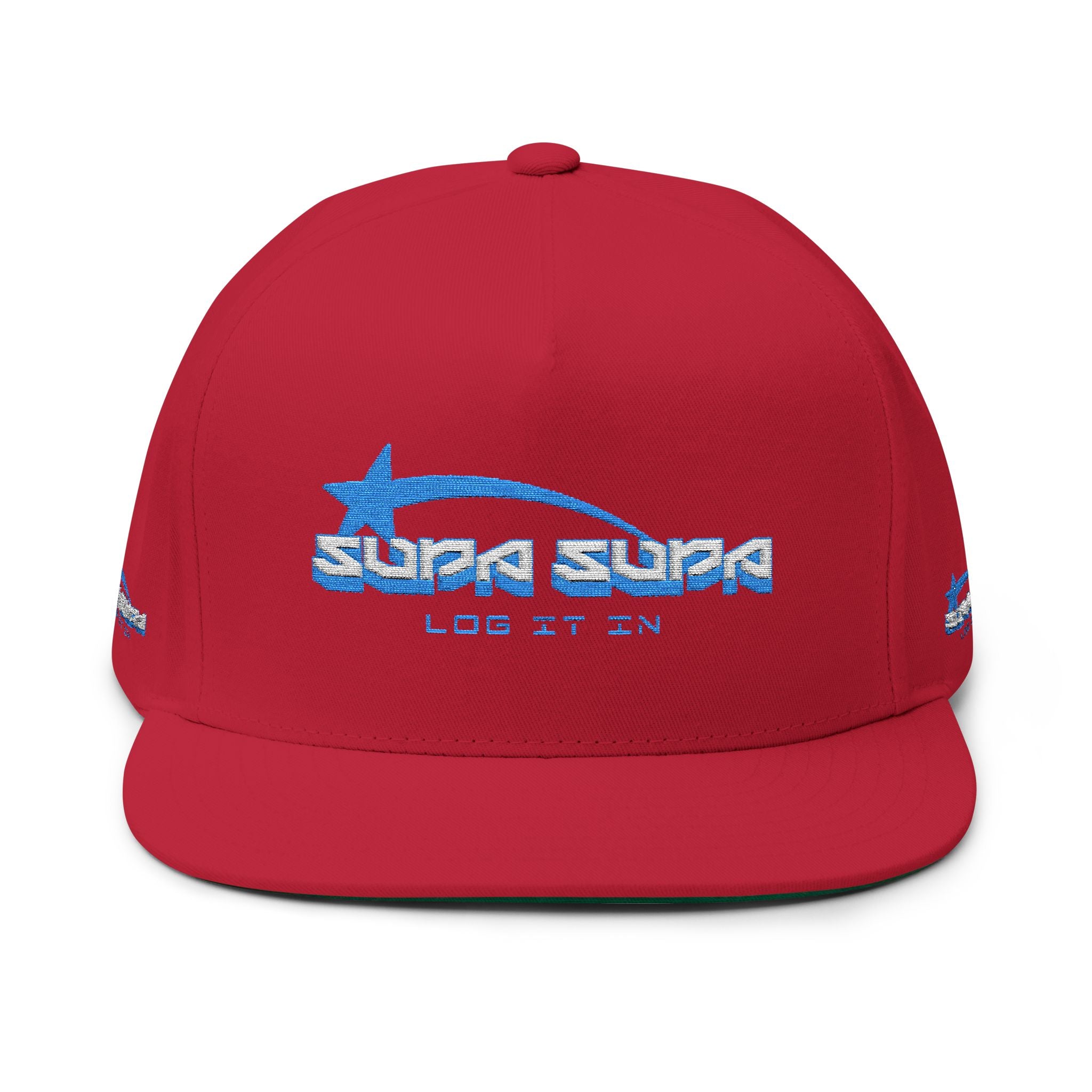 Flat Bill Cap — Embroidered 'Log It On' Retro Logo Snapback