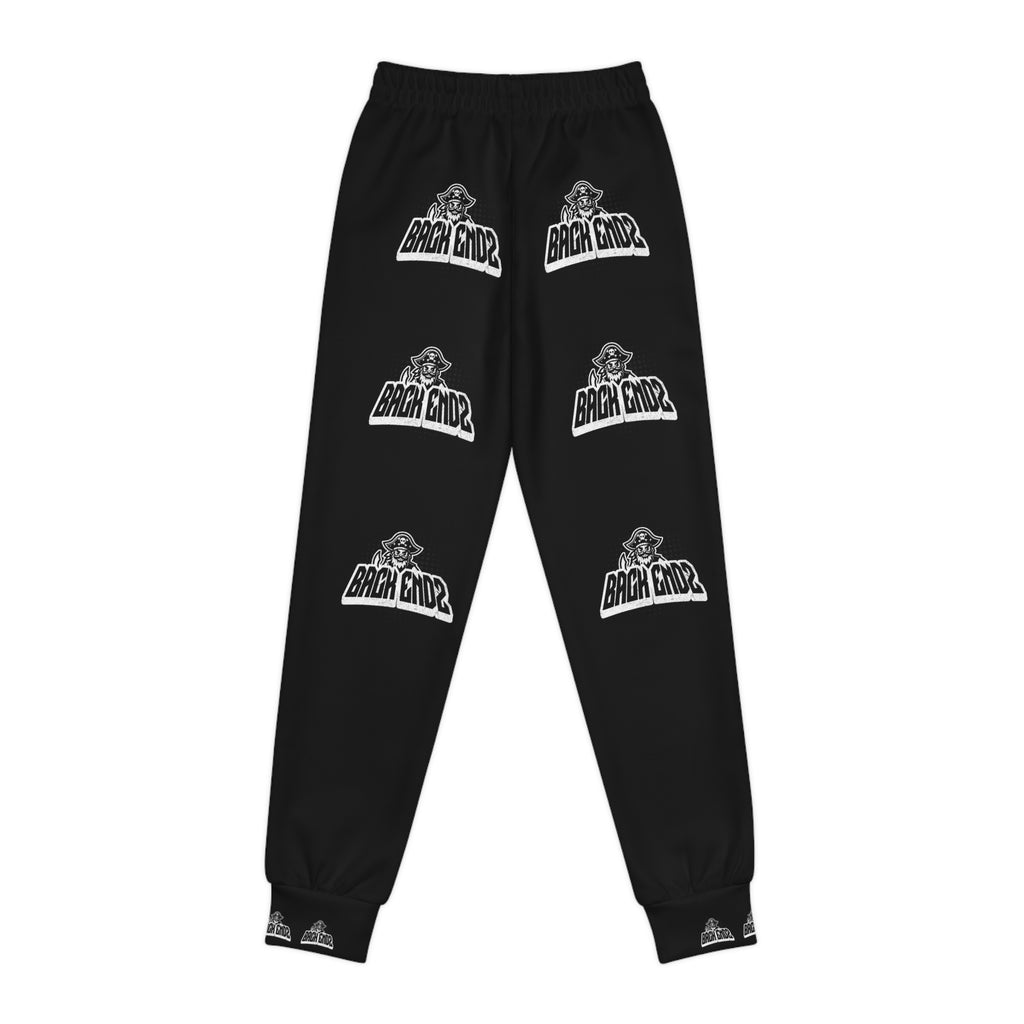 Youth Joggers — Black 'Back Endz' Logo All-Over Print Sweatpants