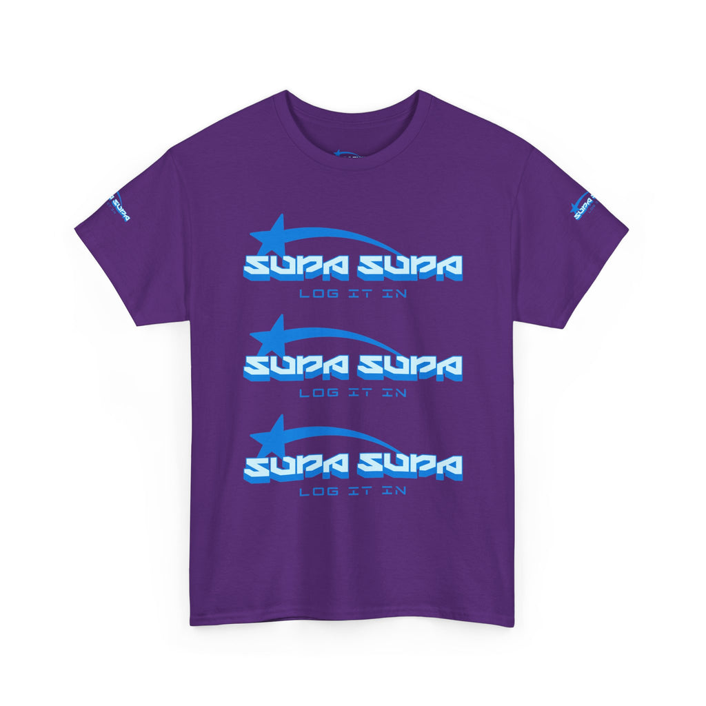 Supa Supa Retro Logo Tee — Blue Graphic Cotton T-Shirt