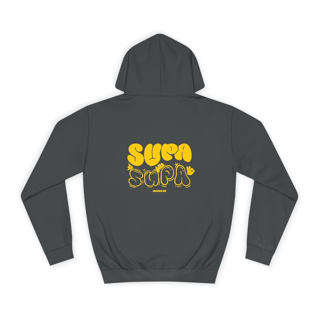 Cheerful Unisex Supa Supa Hoodie - Cozy Streetwear, Campus Style, Trendy Gift, Relaxed Fit, Perfect for Every day