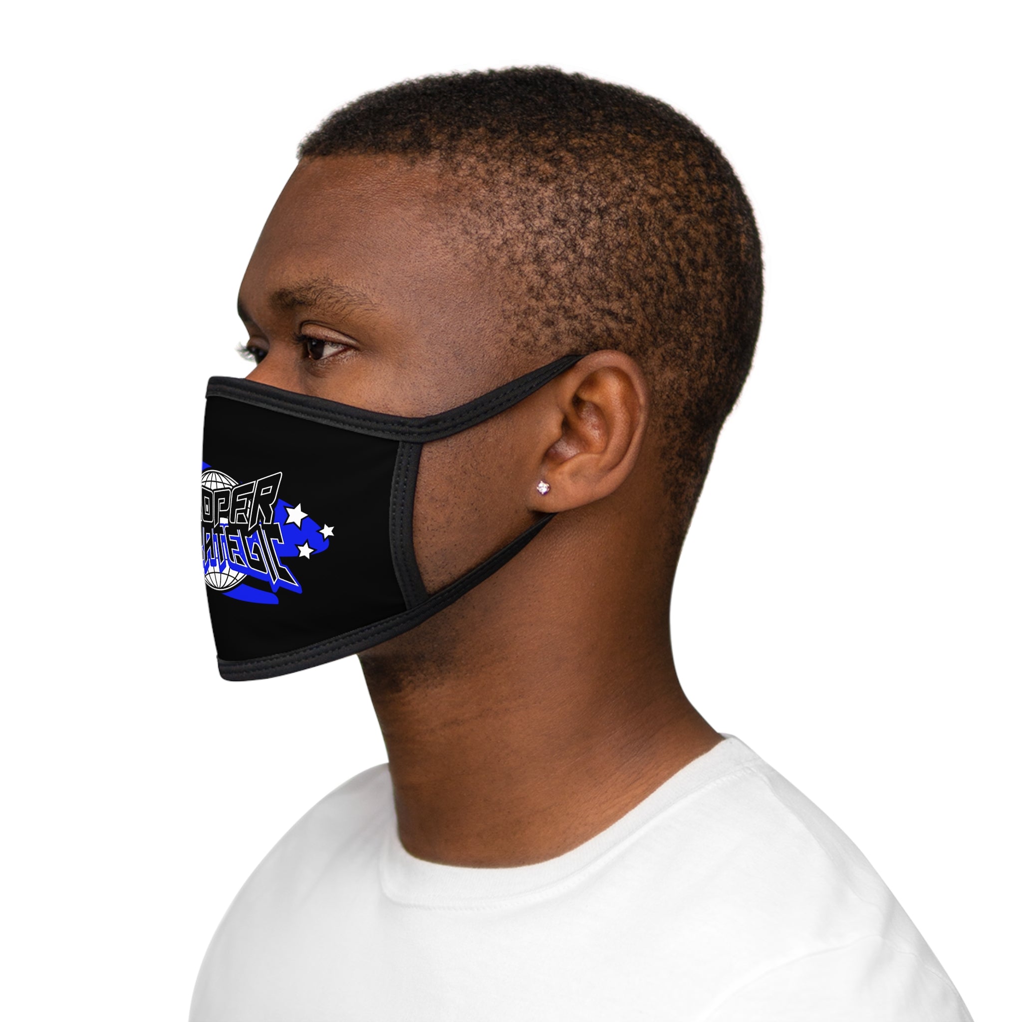 "Strategic" Strapped Face Mask — Retro Basketball Logo Mask with Stars