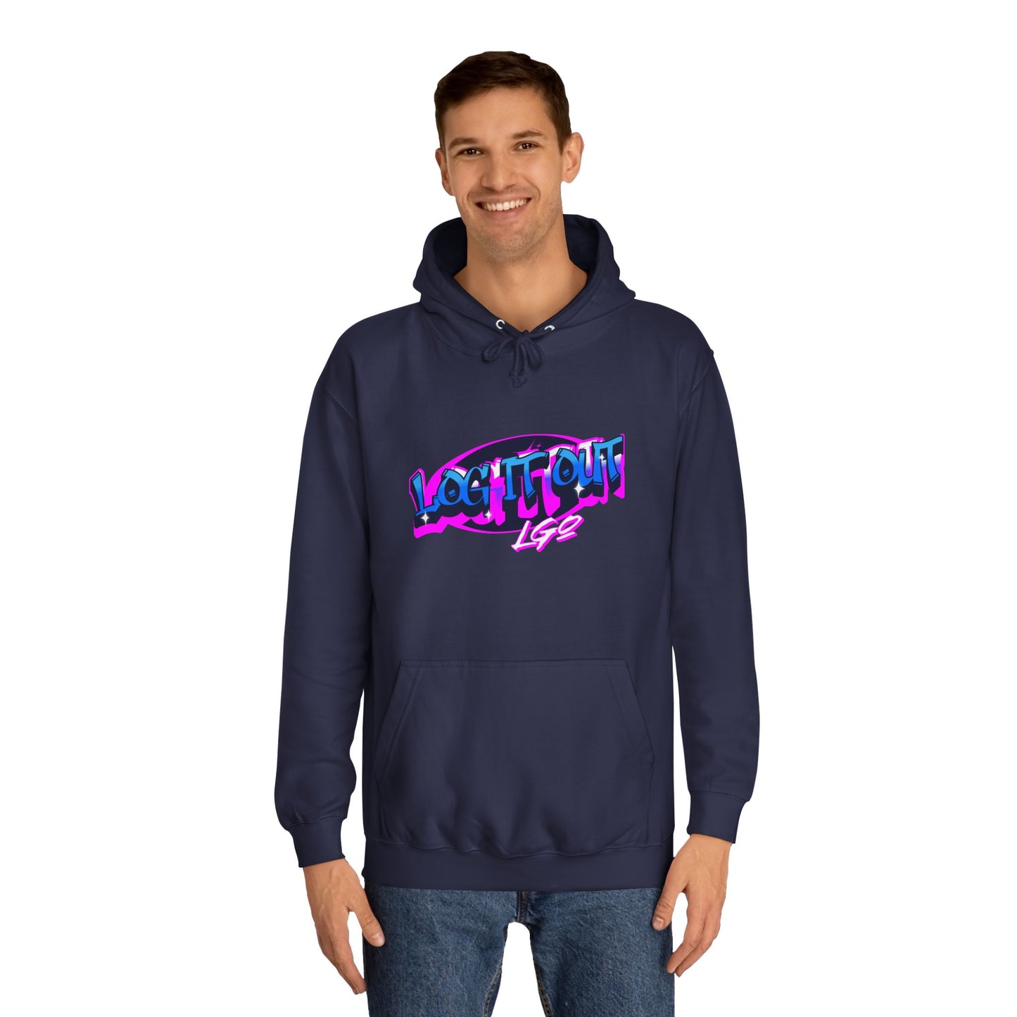 Vibrant Graffiti"Log it out"Hoodie, Unisex Fashion, Casual Wear, Student Apparel, Street Style, Gift for Graduates