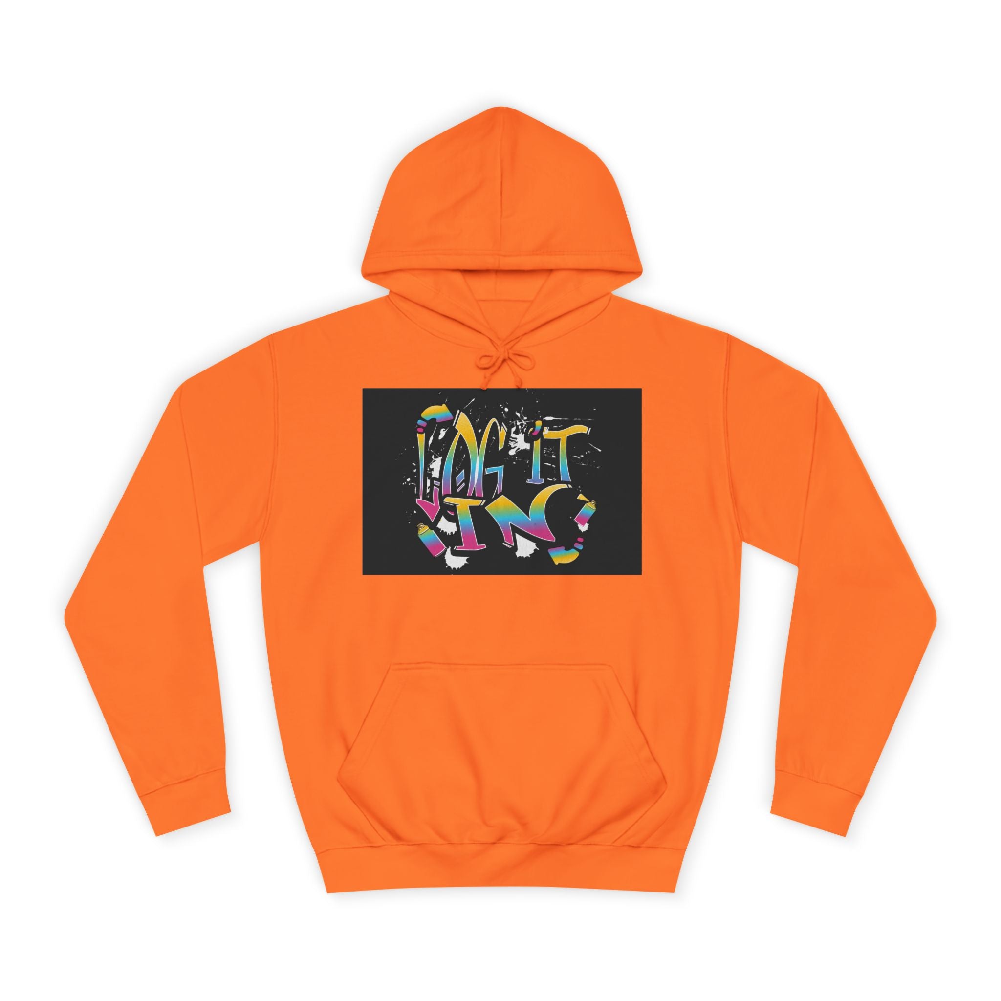 Colorful Unisex "log it in" Hoodie - Vibrant and Fun Sweatshirt for Anybody, Gift for Graduation, CozyWear, Artsy Hoodie