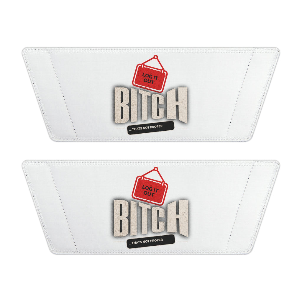 Mens Slide Sandals — White ‘Log it out’ Bold Graphic Strap Slides