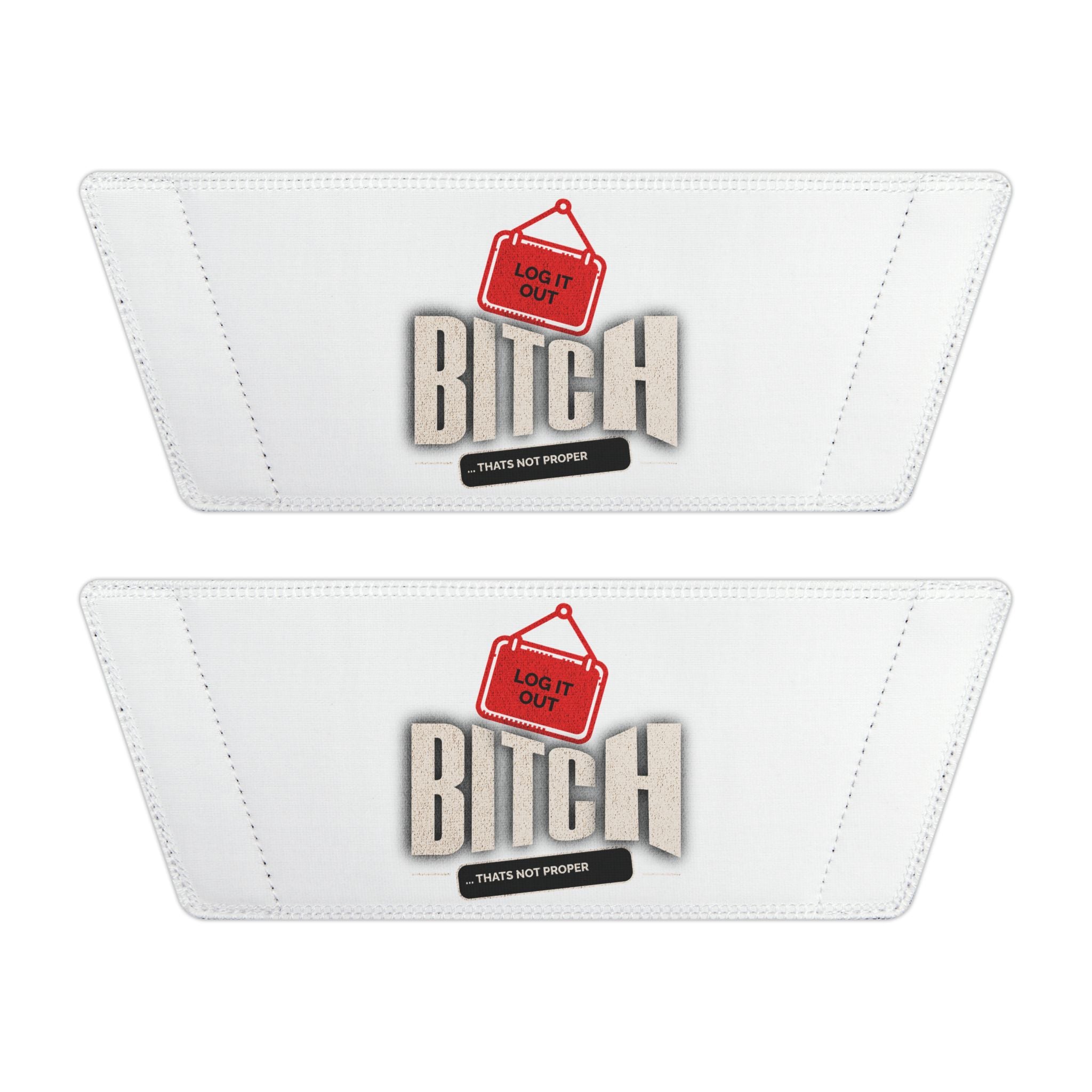 Mens Slide Sandals — White ‘Log it out’ Bold Graphic Strap Slides